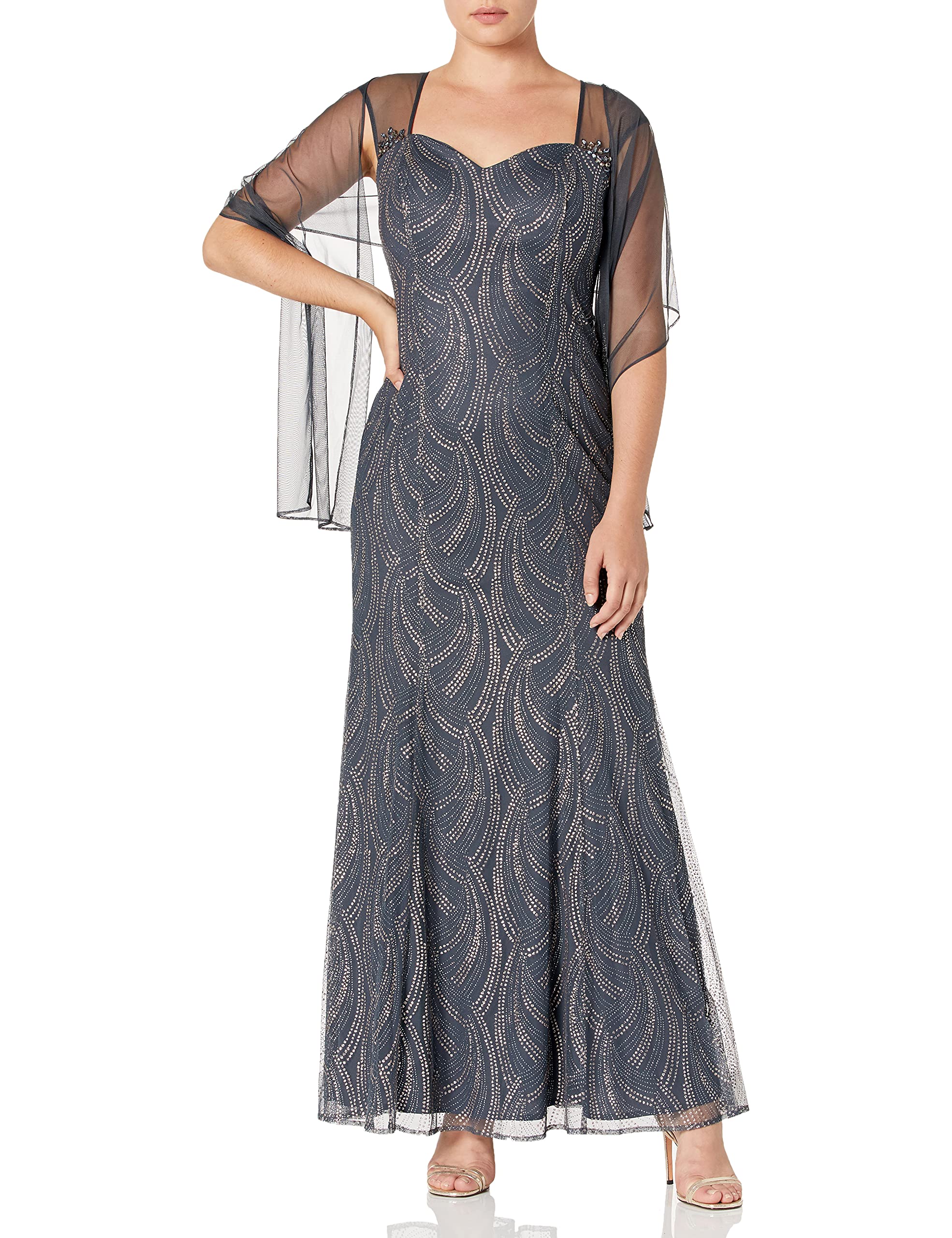 S.L. Fashions Women's Sparkly Sequin Party Dress for Evening, Prom, Cocktail & Special Occasions - Elegant Bodice Formal Gown - Closeout Sale