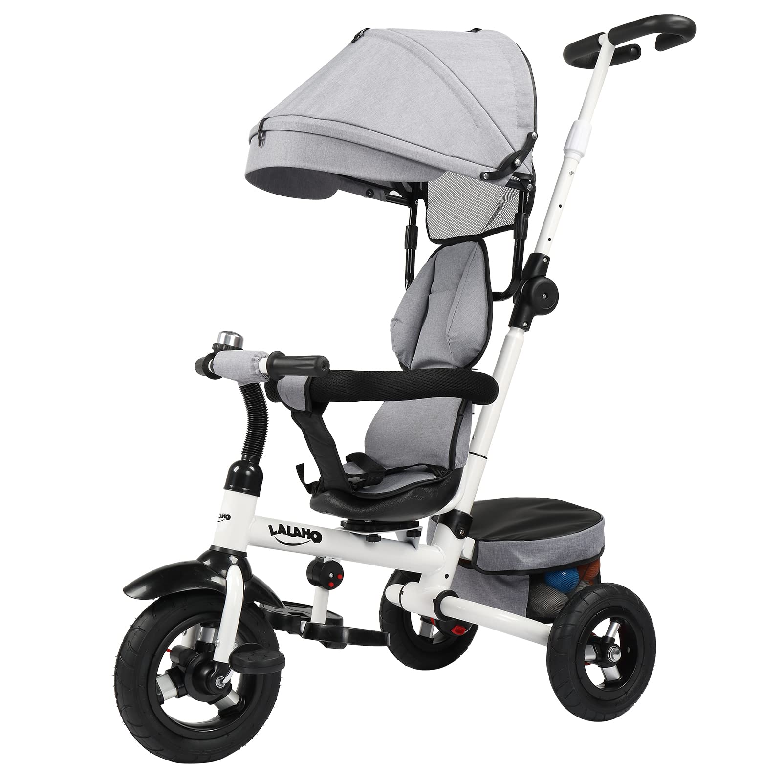 Best Kids Tricycle with Adjustable Push Handle & Canopy - Foldable 3-Wheel Stroller with Rotatable Seat, Safety Harness & Storage Bag - Perfect for Outdoor Play, Park Rides & Toddler Transportation