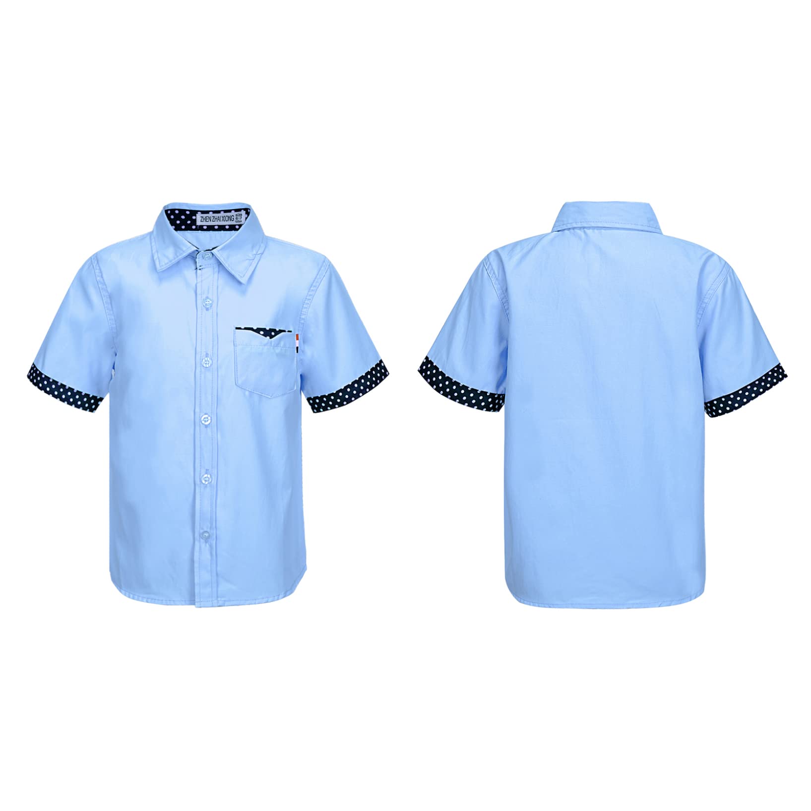 YUUMIN Boys Slim Fit Tuxedo Dress Shirt - Short Sleeve Formal Shirt with Turndown Collar & Button Closure for Prom, Performance & Special Occasions