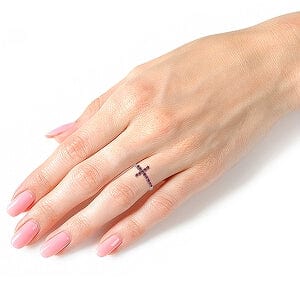 0.3 Carat 14K Solid White Gold Cross Ring with Natural Ruby - Elegant Religious Jewelry for Women, Perfect for Baptism, Confirmation & Everyday Wear