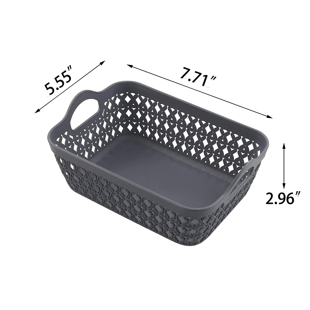 12-Pack Grey Plastic Storage Baskets for Desktop Organizing