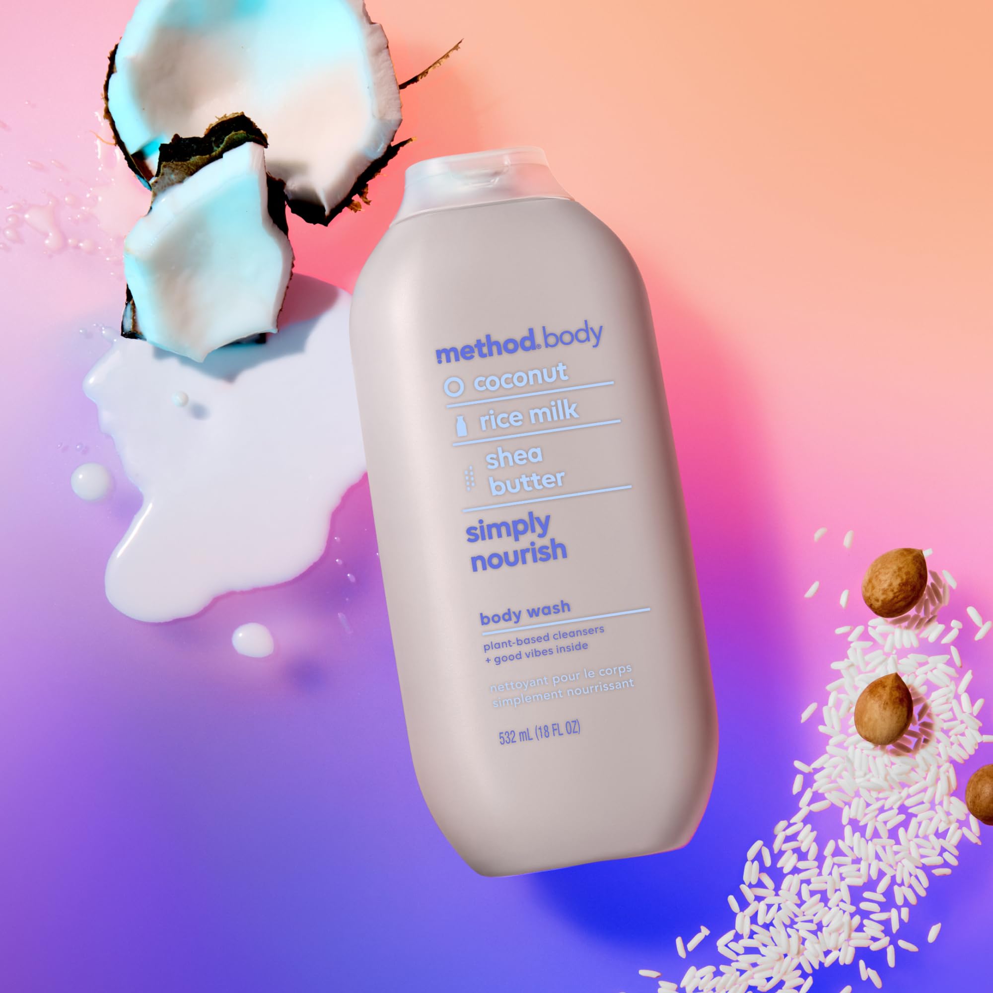 Method Simply Nourish Body Wash - 18 oz, Paraben & Phthalate Free, Vegan & Cruelty-Free - Hydrating Shower Gel for Dry Skin - Perfect for Daily Use & Sensitive Skin Care