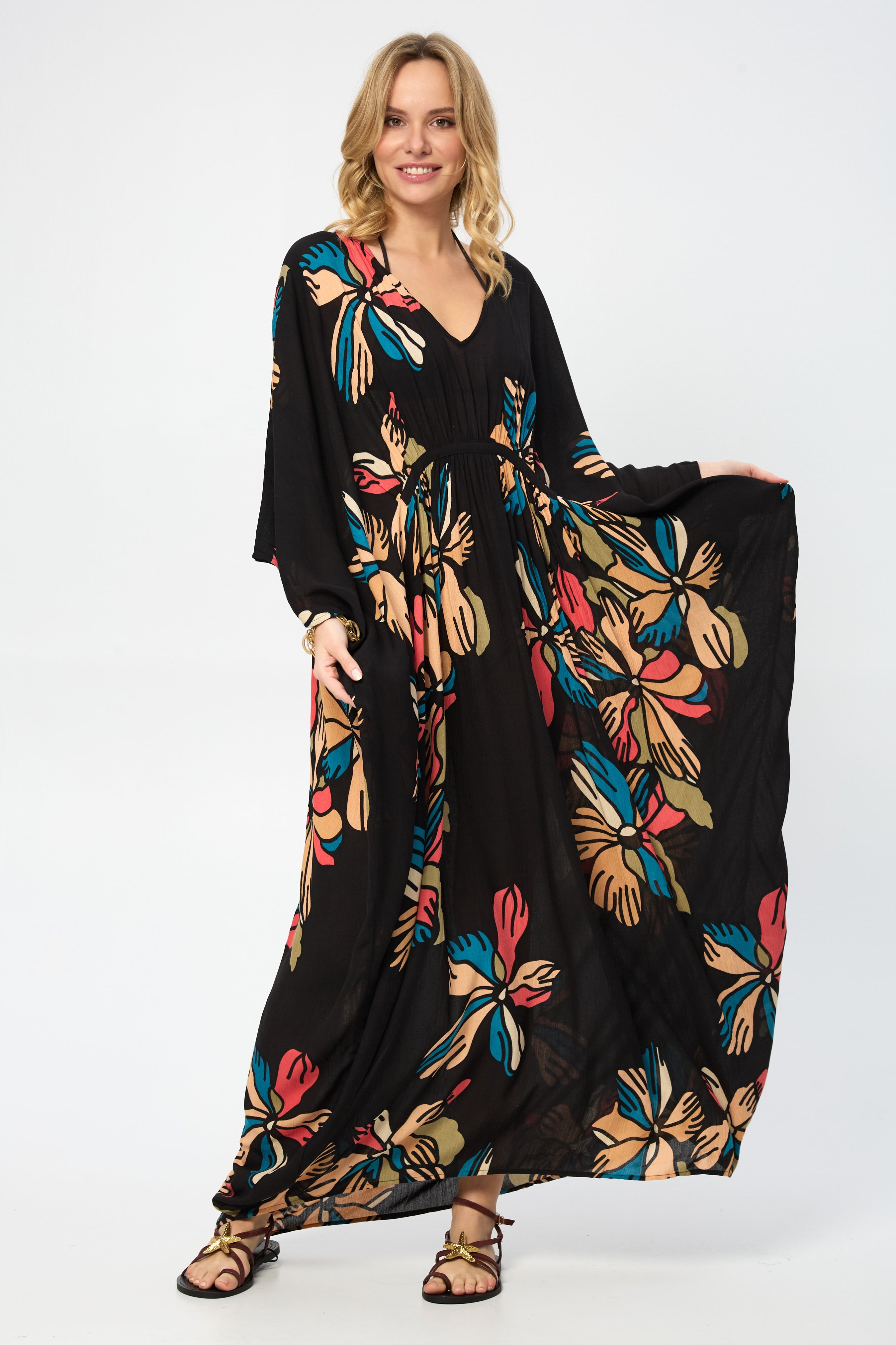 Stylish Tropical Sun Kaftan Dress - Flowy Beach Cover Up for Women | Perfect for Poolside, Vacation & Summer Outfits