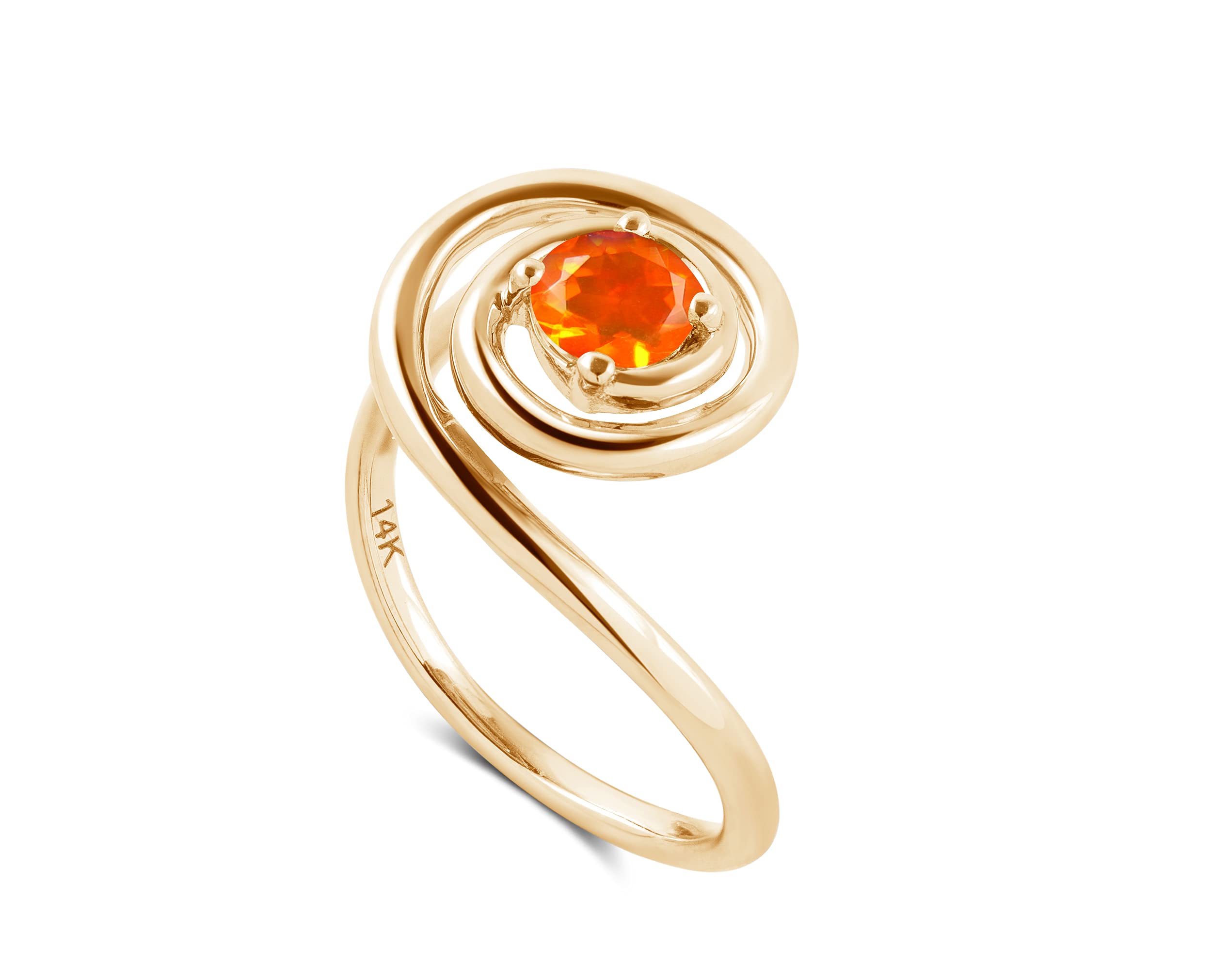 Fire Opal Alternative Engagement Ring for Women - Minimalist Solitaire Gold Ring - Unique Orange Opal Wedding Band - Perfect for Proposals, Anniversaries & Everyday Elegance