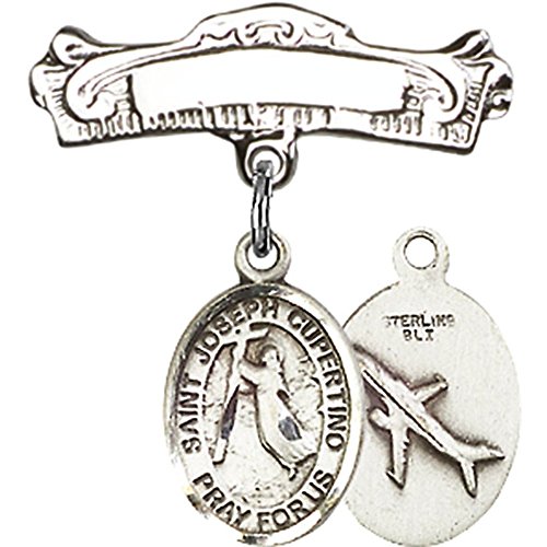 Sterling Silver Baby Badge with St. Joseph of Cupertino Charm - 7/8
