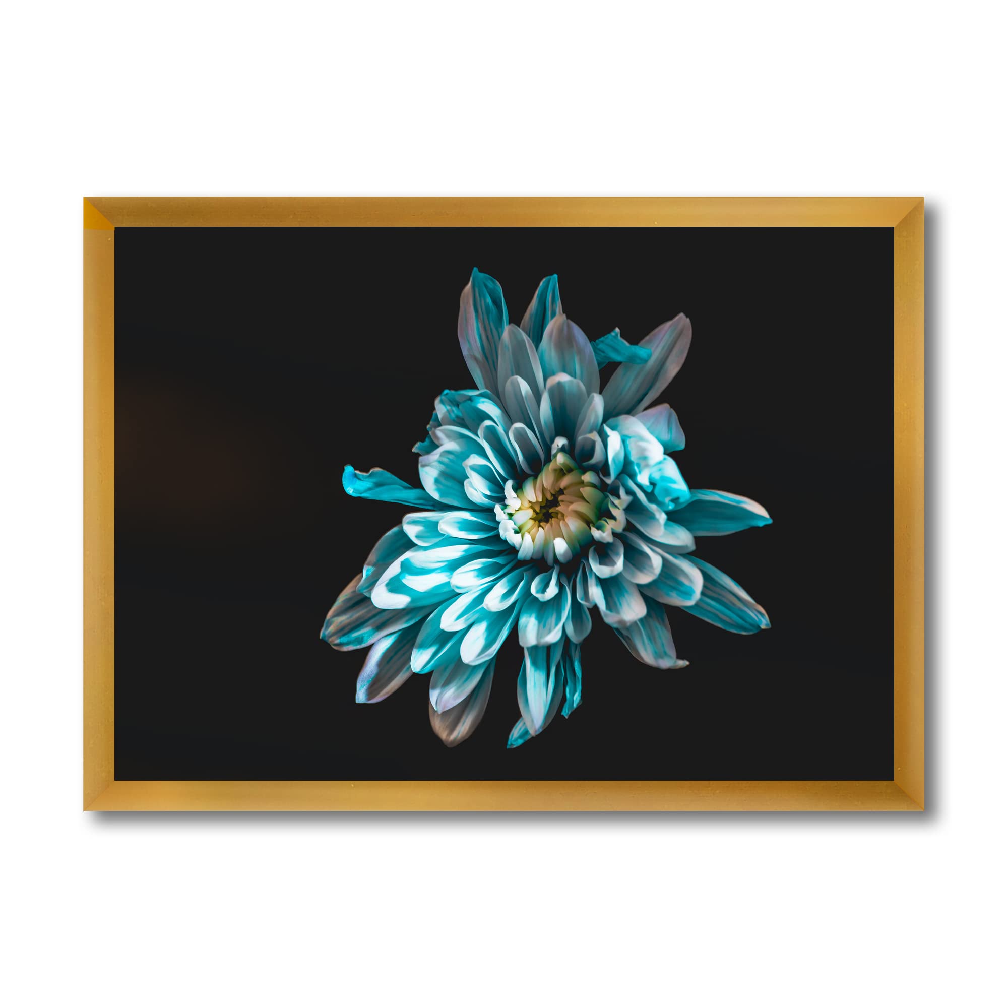 DesignQ Blue and White Floral Traditional Framed Wall Art - Handmade Canvas Painting for Living Room, Bedroom & Office Decor