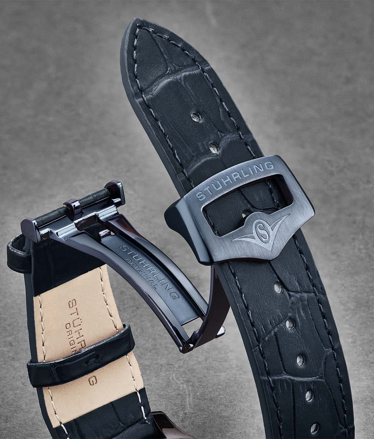 24mm Genuine Leather Watch Band with Stainless Steel Deployant Buckle - Replacement Strap for Men's & Women's Watches - Perfect for Dress, Business & Casual Wear
