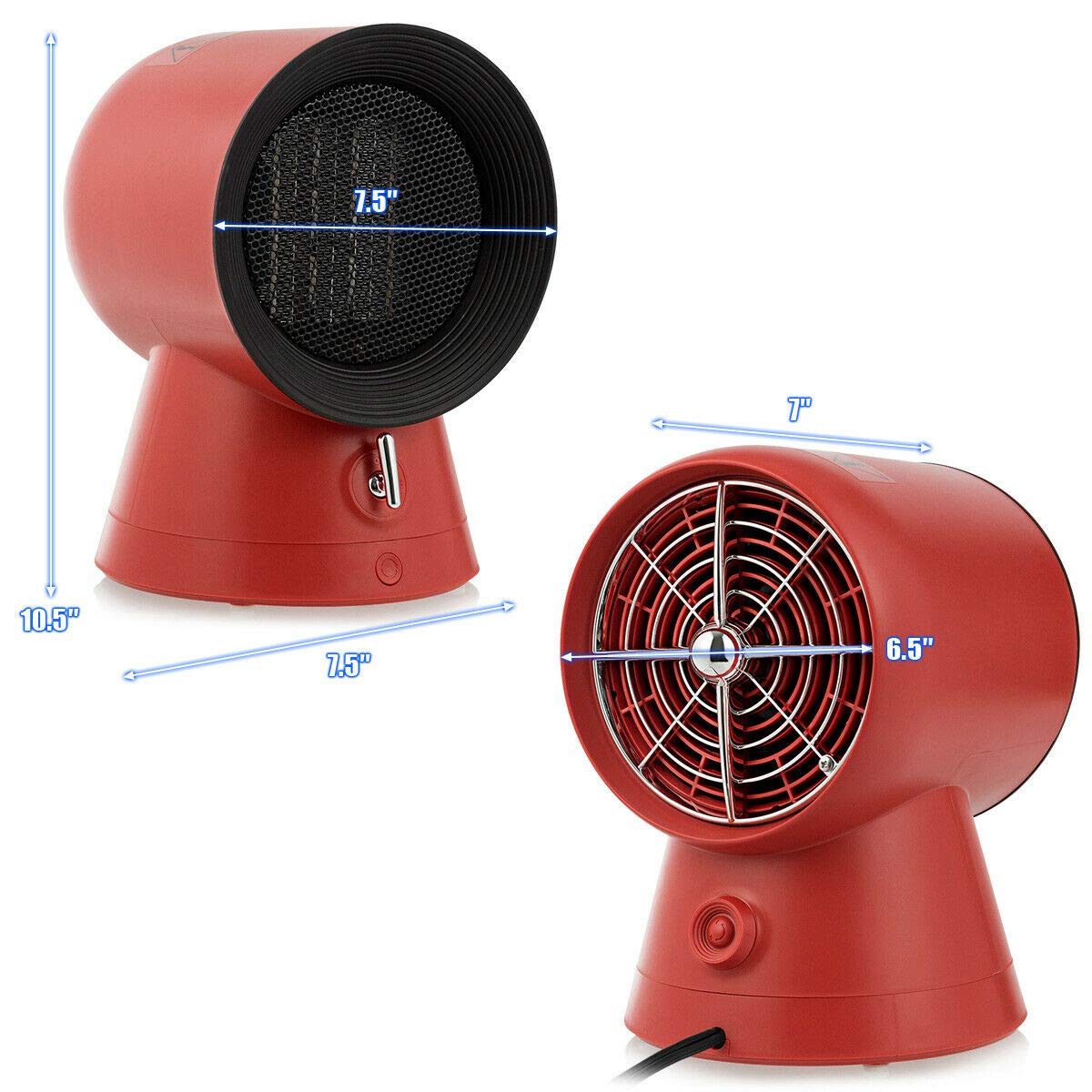 COSTWAY 2-in-1 Mini Electric Space Heater & Cooling Fan - 1500W Portable Ceramic Heater with 3 Modes, 2-Second Fast Heating, Overheat & Tip-Over Protection - Perfect for Home, Office, Bedroom & Small Spaces