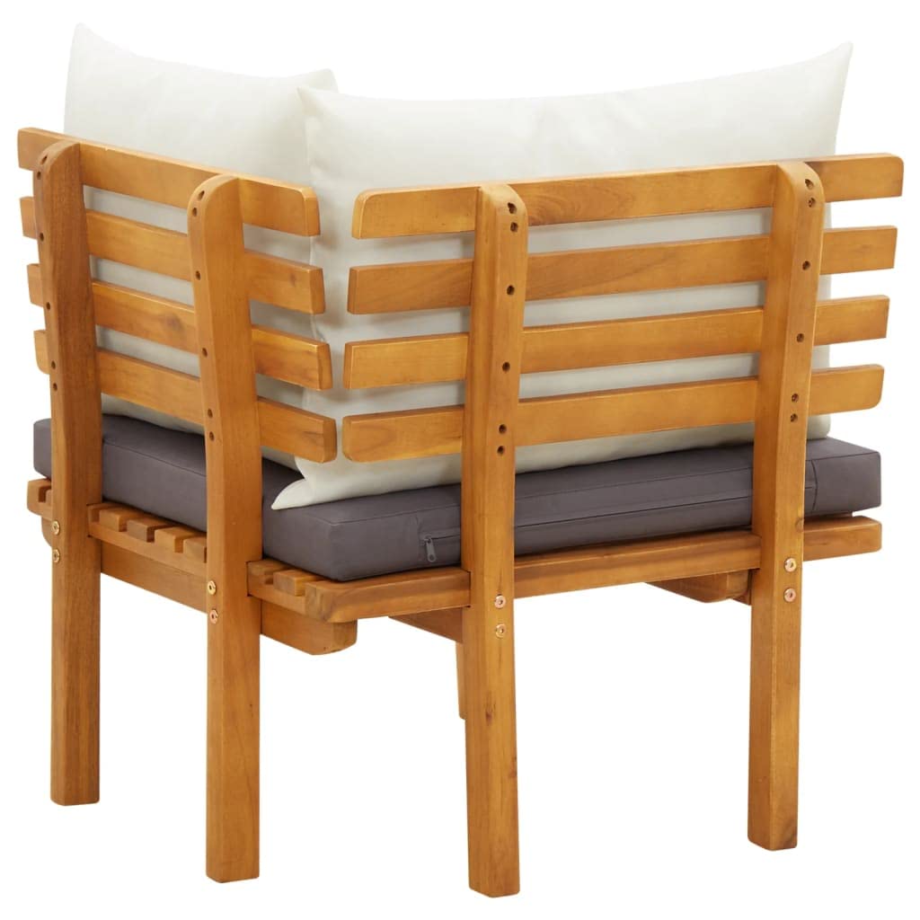 SKM Patio Corner Sofa with Weather-Resistant Cushions - Durable Solid Acacia Wood Outdoor Furniture Set - Perfect for Backyard, Garden, and Poolside Relaxation