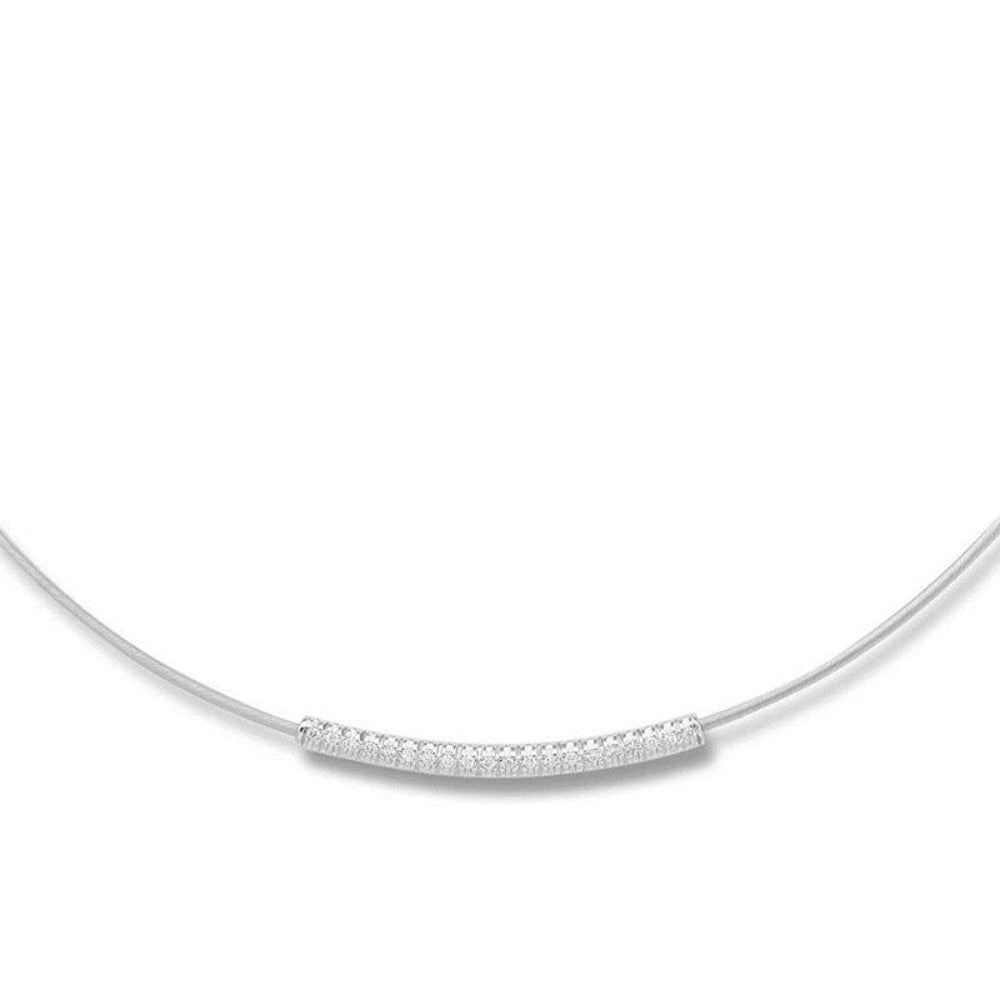 14K Gold Super Flexible Wire Necklace with Pave Diamonds - Elegant Layering Jewelry for Everyday Wear & Special Occasions