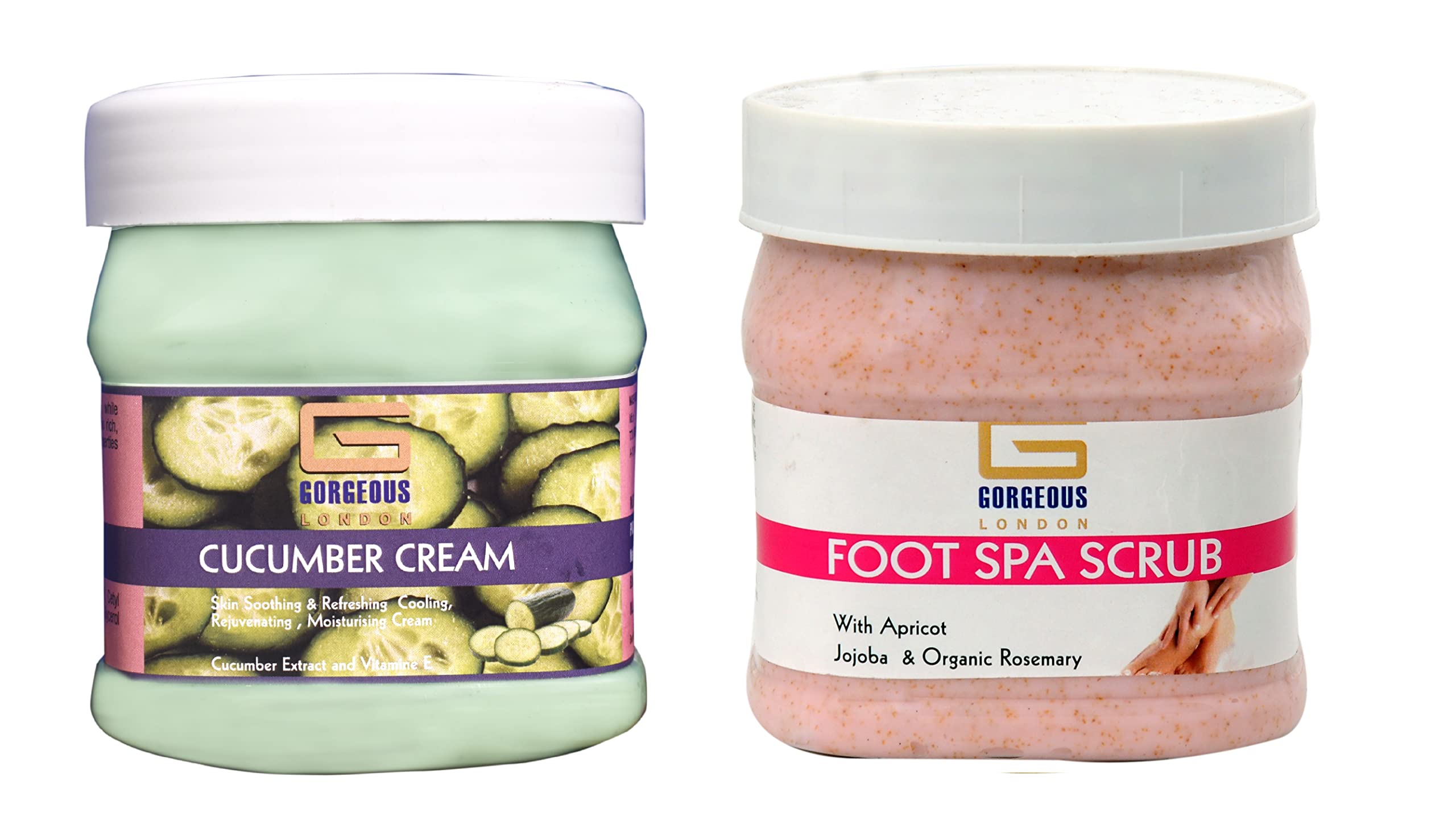 London Cucumber Cream & Foot Scrub Set - 2 Pack (450ml Each) | Hydrating & Exfoliating for Soft, Smooth Feet | Perfect for Spa Day & At-Home Pedicures