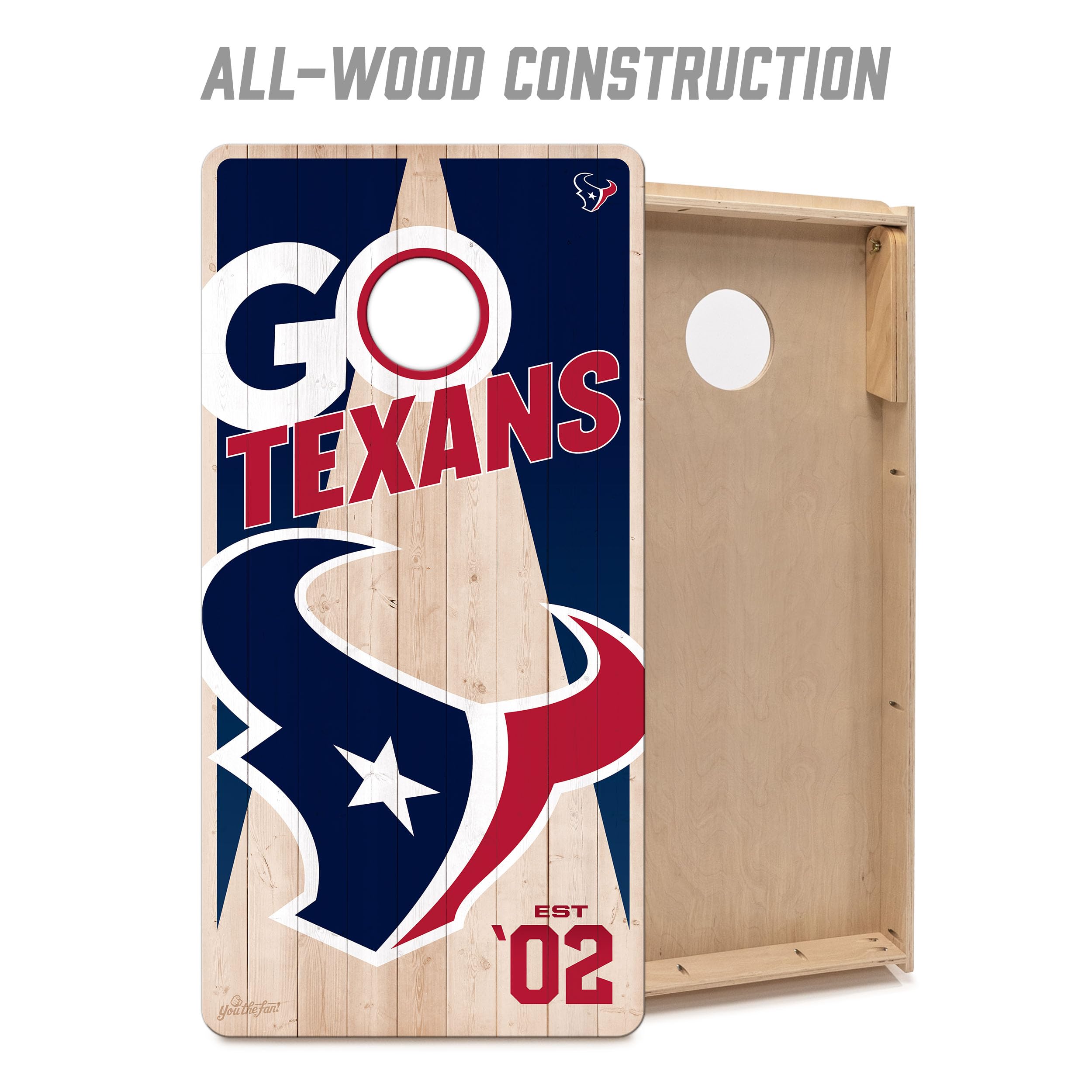 YouTheFan NFL 2’ x 4’ Professional Wood Cornhole Game Set with Logo Bags - Official Team Cornhole Boards for Tailgating, Backyard Parties & Outdoor Games