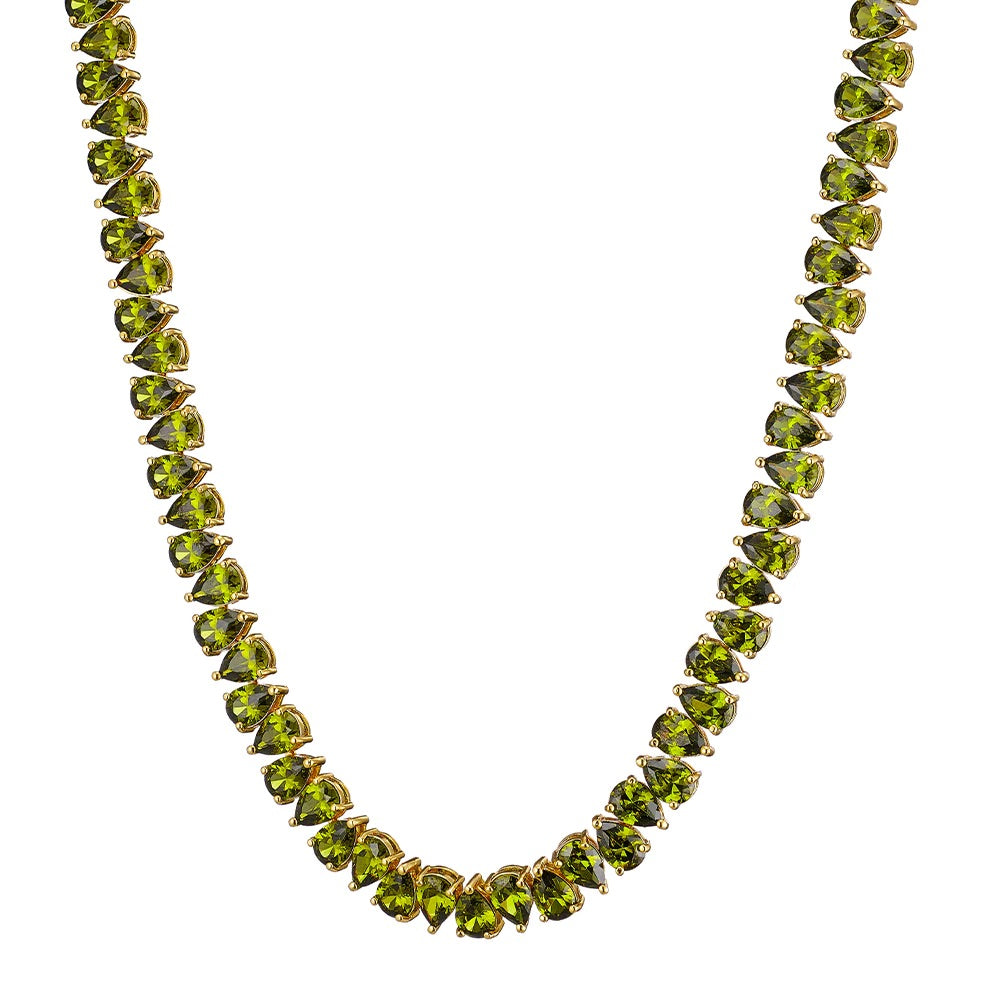 Elegant Rose Gold Choker Necklace with Green Zirconia Stones - Perfect for Weddings, Parties & Special Occasions