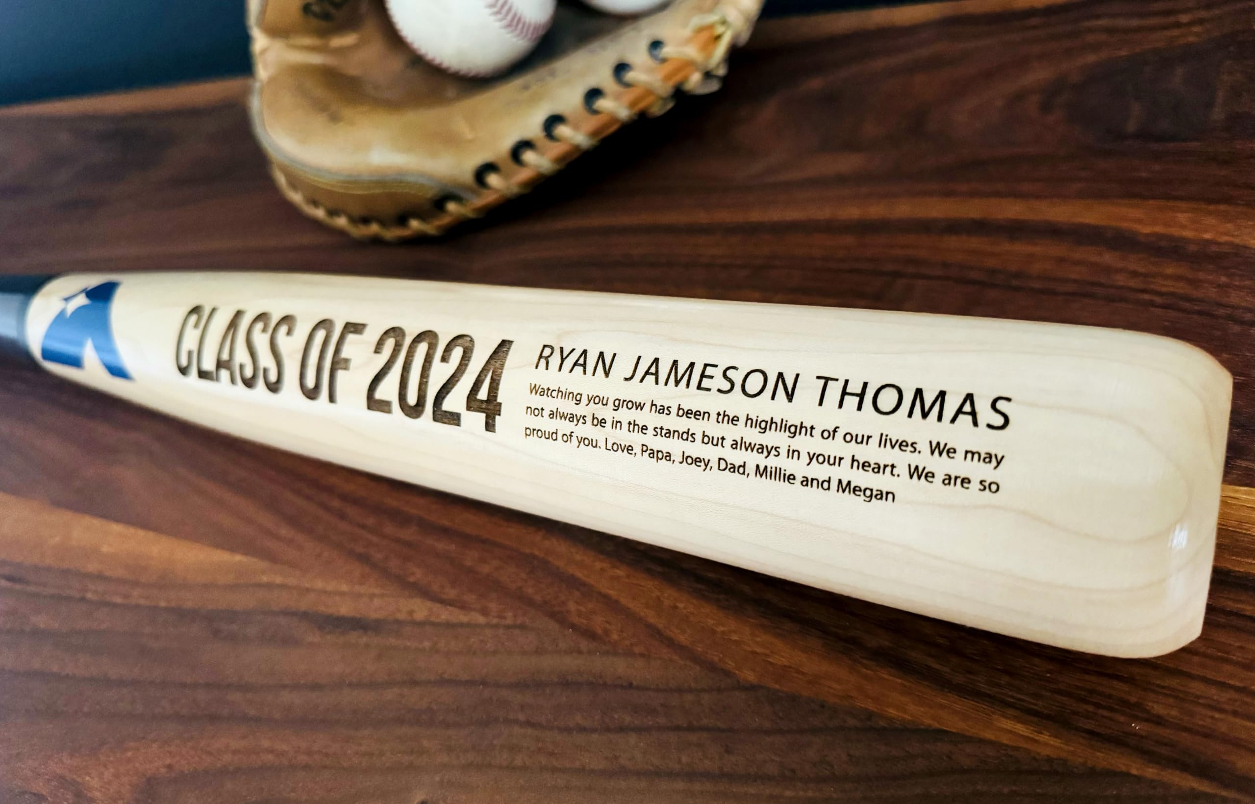 Personalized Engraved Baseball Bat - Unique Graduation Gift for Senior Grads & Commencement - Custom Wooden Baseball Bat with Name Engraving - Perfect for High School/College Graduation Ceremonies & Memory Keepsakes