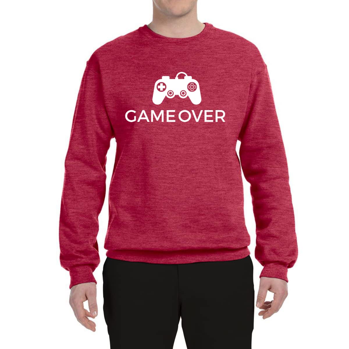 Wild Bobby Video Game Controller Graphic Sweatshirt - Unisex Crewneck Gamer Shirt with 'Game Over' Design - Perfect for Gaming Enthusiasts, Esports Events & Casual Wear