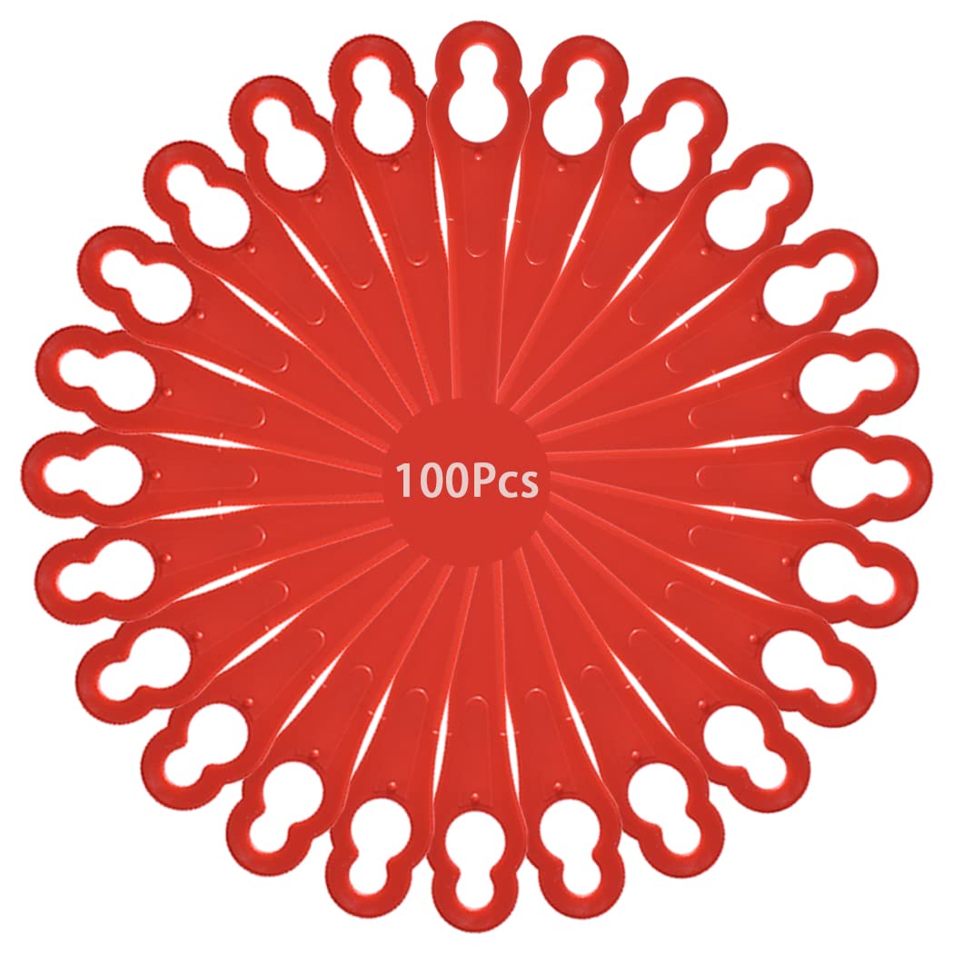 100PCS Plastic Replacement Trimmer Blades for Bosch & Einhell - Durable Nylon Grass Cutting Blades for Lawn Mowers & Garden Trimmers (Red) - Perfect for Lawn Maintenance, Yard Care & Professional Landscaping