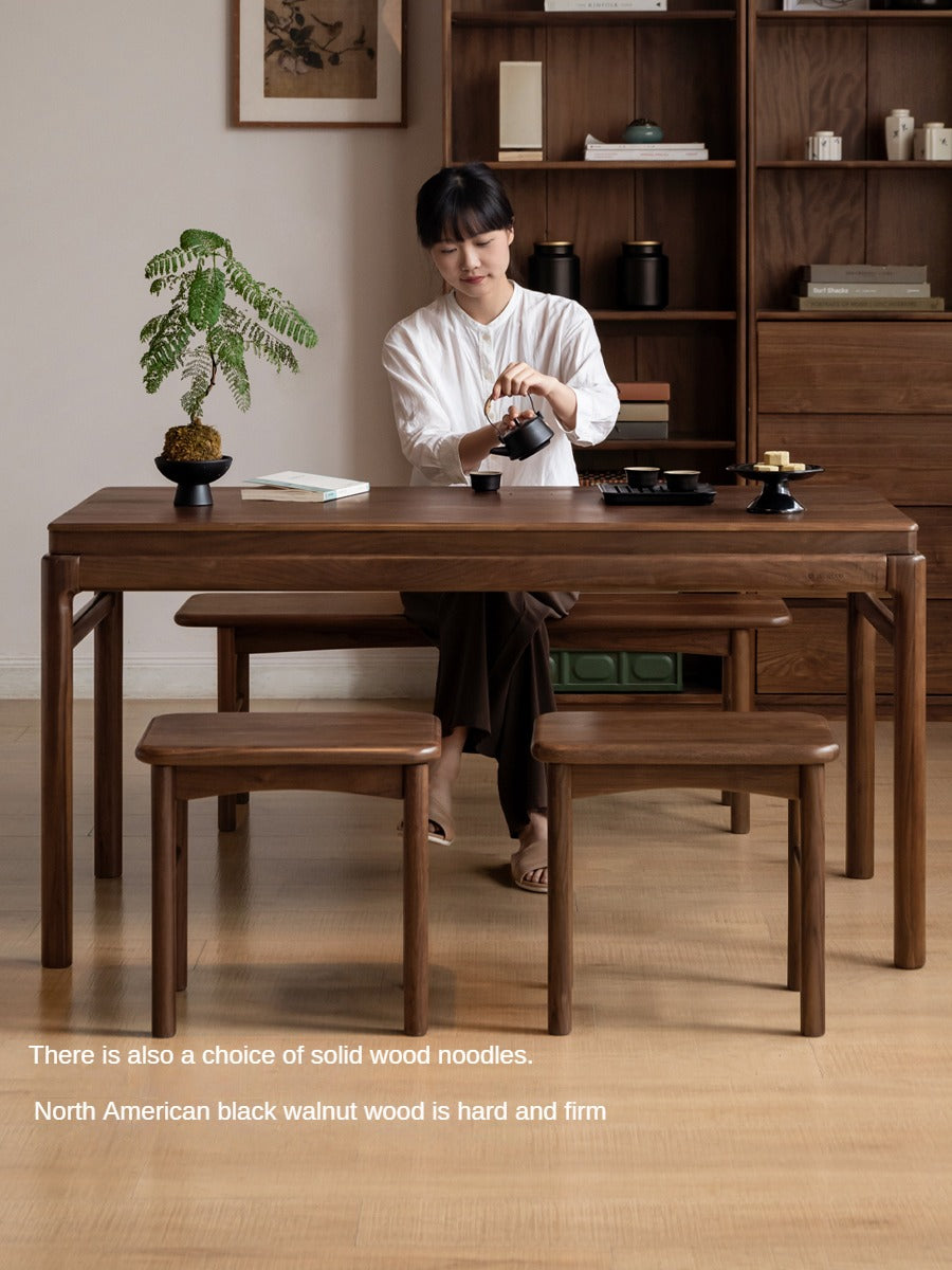 Premium Black Walnut Solid Wood Tea Stool - Handcrafted Rustic Side Table for Living Room, Bedroom, or Garden - Perfect for Tea Ceremonies, Plant Stand, or Decorative Accent