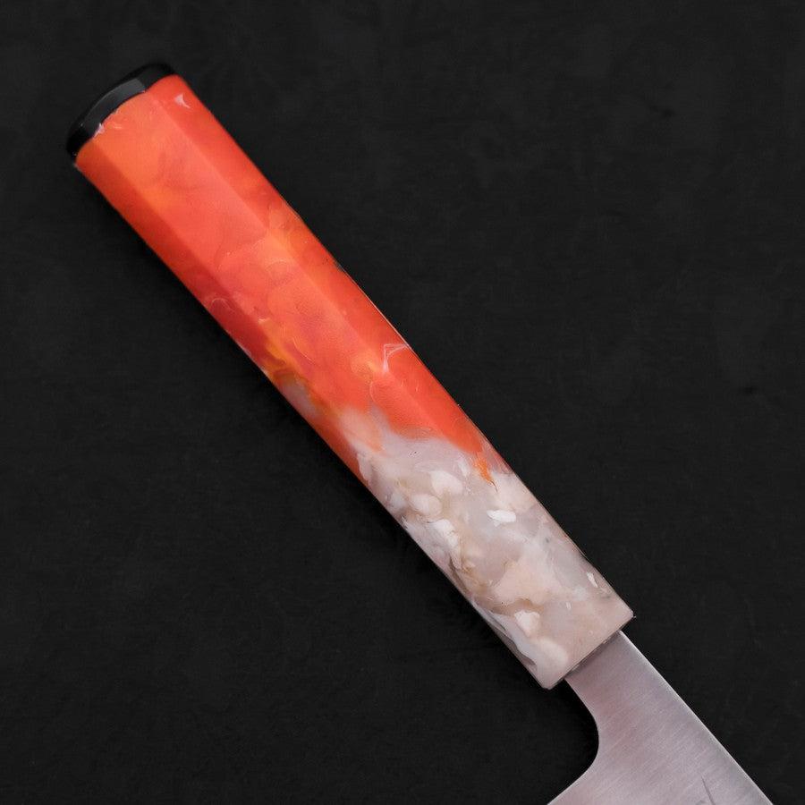 Premium Santoku Knife 165mm - AUS 10 Stainless Steel Blade with Polished Ocean Orange & White Handle - Perfect for Sushi, Vegetables, and Precision Kitchen Tasks