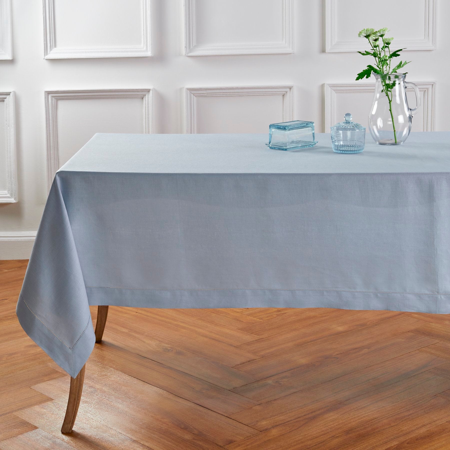 Elegant Classic Hemstitch Tablecloth - Premium Cotton Linen Dining Table Cover for Formal Dinners & Special Occasions