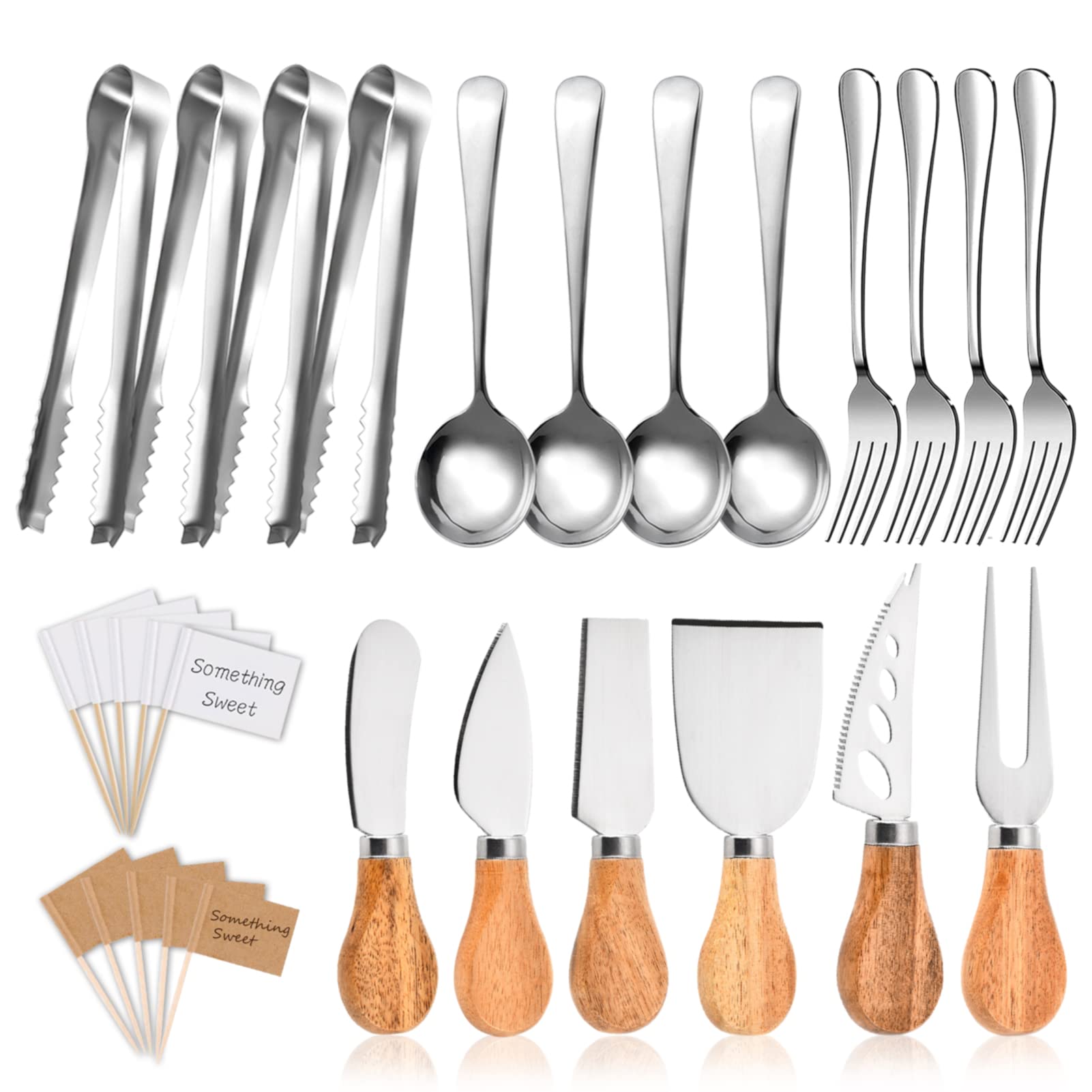 19-Piece Charcuterie Board Set with Cheese Knives, Forks & Small Tongs - Premium Charcuterie Accessories for Cheese, Jam, Charcuterie Boards - Perfect for Weddings, Christmas & Entertaining