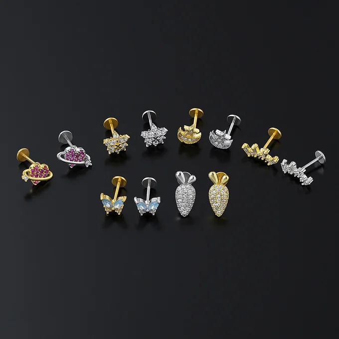 20G Cartilage Surgical Steel Earrings - Star & Butterfly Stud Earrings for Women | Hypoallergenic Body Jewelry for Cartilage, Helix, Tragus Piercing | Perfect for Daily Wear, Parties & Gifts