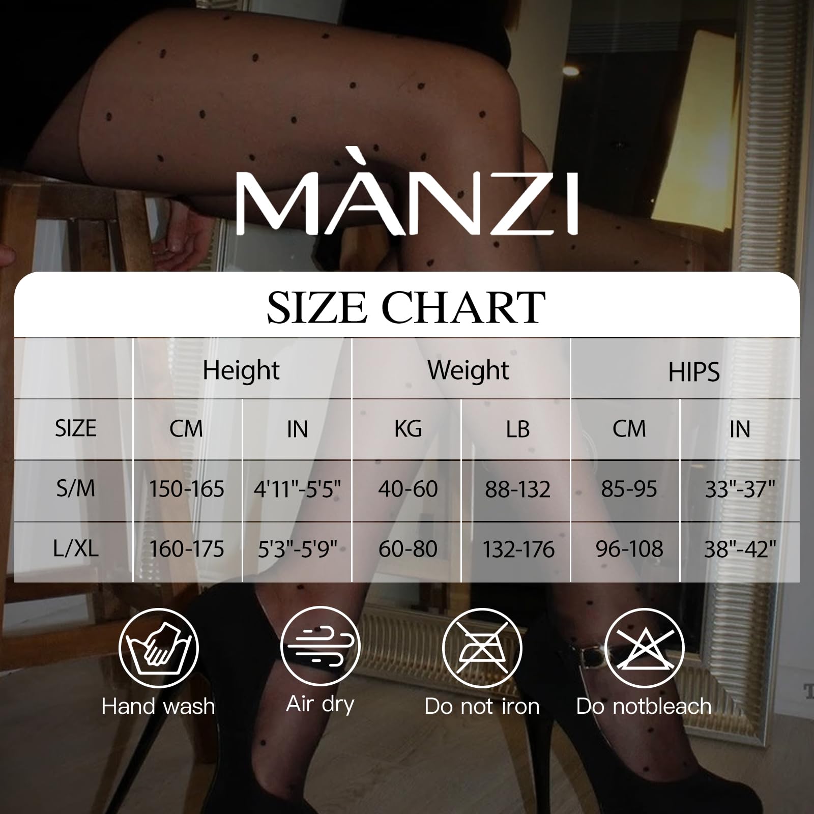MANZI Women's Sheer Polka Dot Shimmery Tights - Shiny Dotted Pantyhose, Cute Glossy Stockings for Party, Cosplay, Dance & Everyday Wear