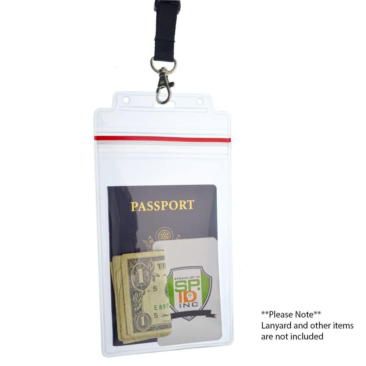 100 Pack - Extra Large Waterproof ID Badge Holder 4x6 Inch - Heavy Duty Resealable Zip Top Passport & Immunization Card Protector - Ideal for Travel, Cruises, Events & Medical Records Organization