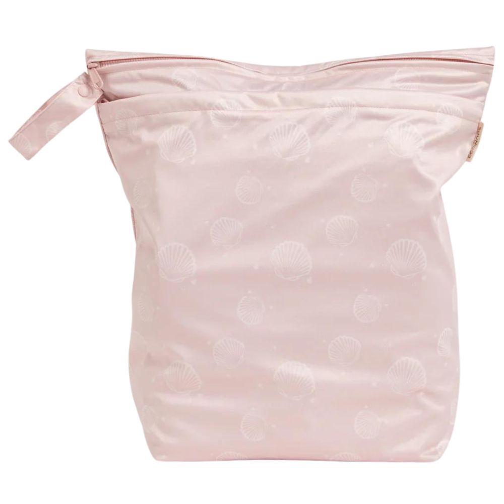 EcoNaps Overnight Wet Bag - Waterproof Reusable Diaper Wet Bag for Baby Essentials, Travel & Swim Gear - Seashell Print Design | Perfect for Daycare, Beach Trips & On-the-Go Parents