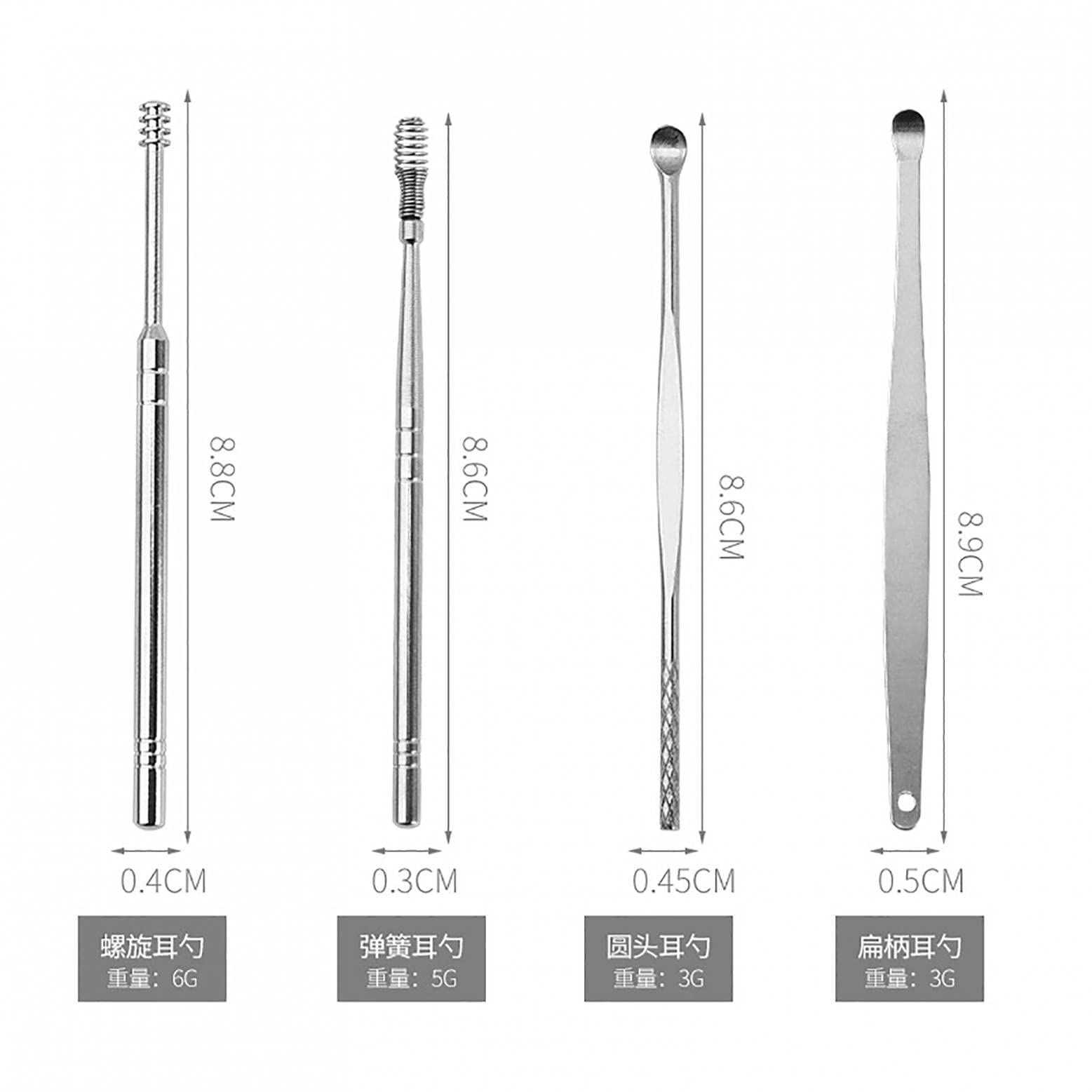 Stainless Steel Ear Wax Removal Tool Kit - Safe & Hygienic Earwax Cleaner Set with Metal Curette for Gentle Ear Cleaning - Perfect for Home Use, Travel & Personal Hygiene Care