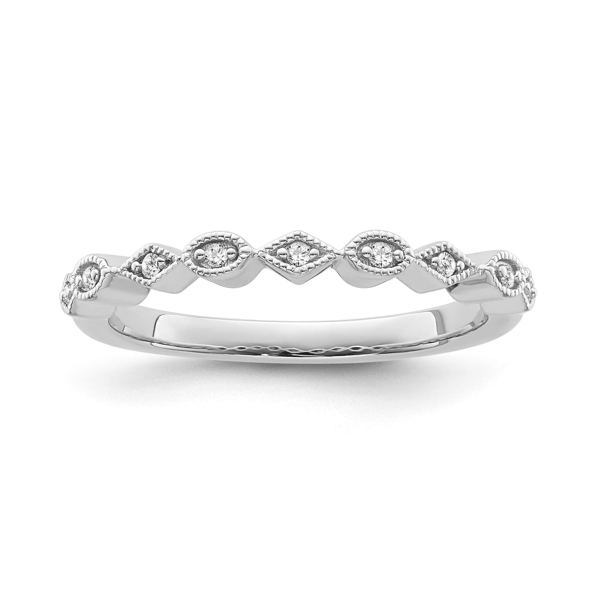 10K White Gold Diamond Band Ring for Women - 1/20 cttw I-J Color I2-I3 Clarity - Elegant Wedding, Anniversary, or Promise Ring - Diamond2Deal
