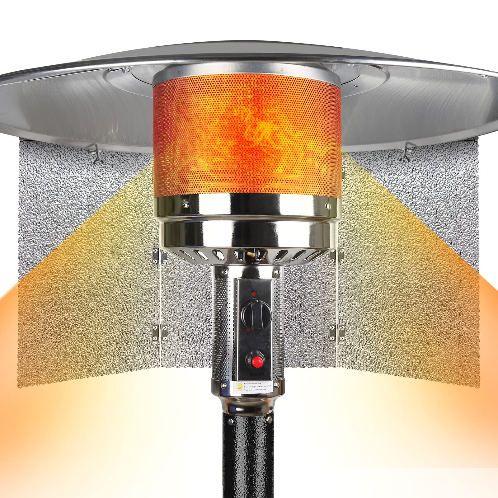 Outdoor Heater Reflector Shield for Round Stand Up Patio Heaters - Directional Heat Deflector for Backyard, Deck & Outdoor Dining Areas