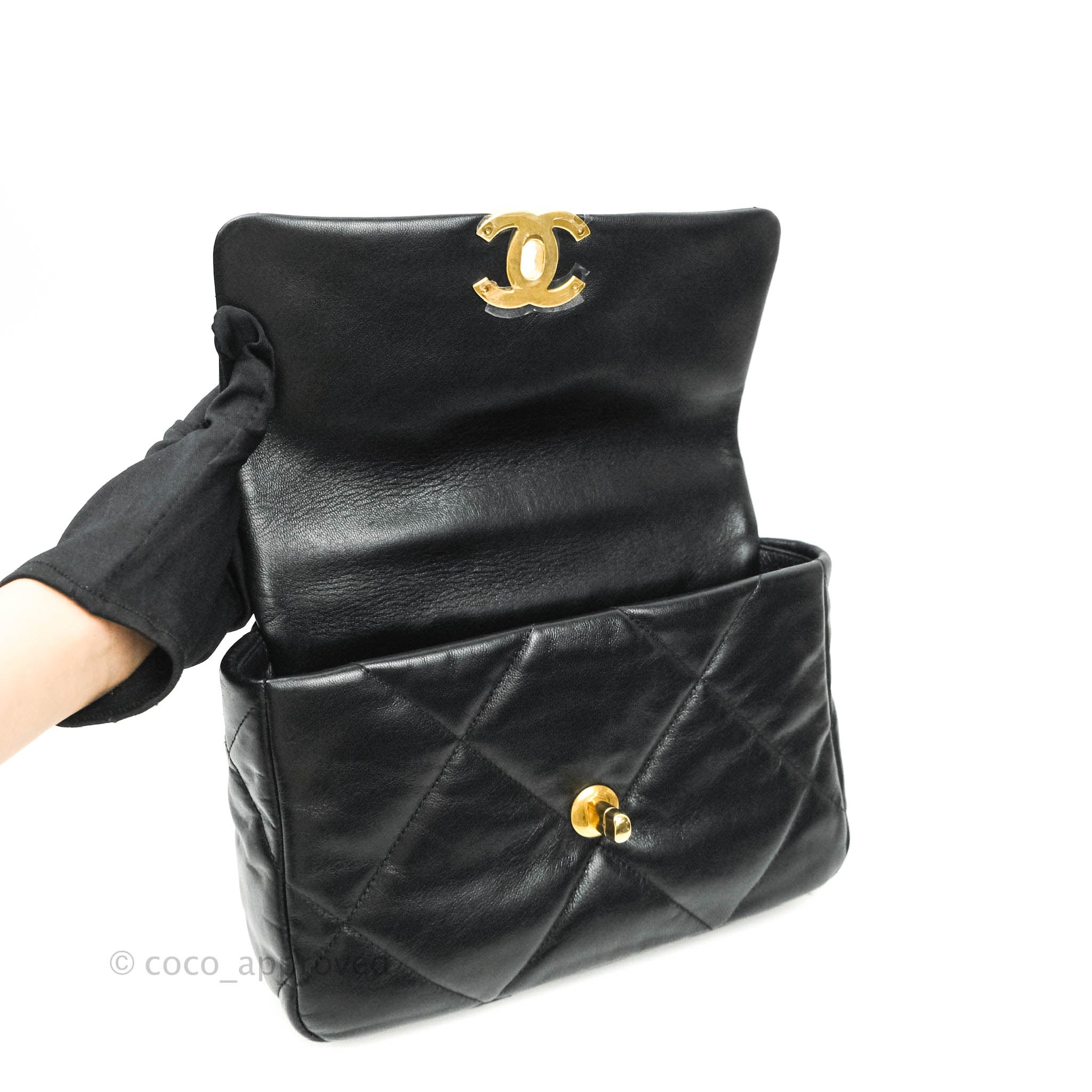 Chanel 19 Small Black Goatskin Mixed Hardware Flap Bag - Luxury Designer Handbag for Women | Perfect for Evening Events, Parties & Special Occasions