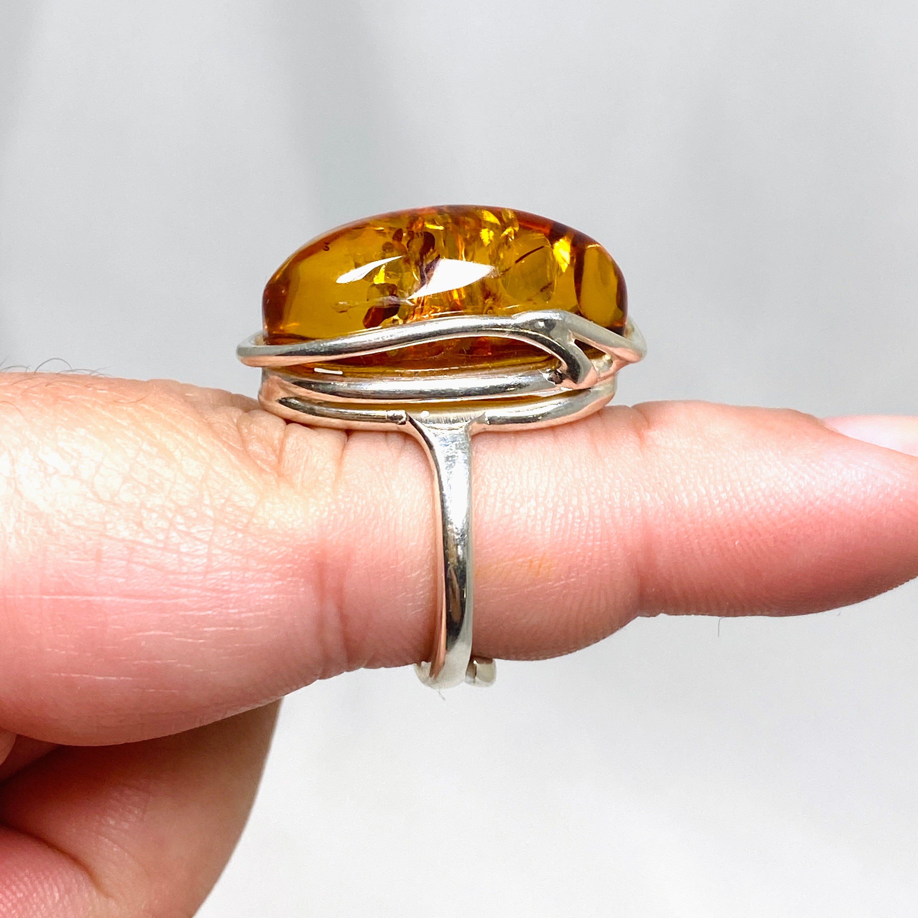 Baltic Honey Amber Teardrop Ring - Adjustable Size for Women - Natural Amber Jewelry - Perfect for Weddings, Parties & Everyday Wear