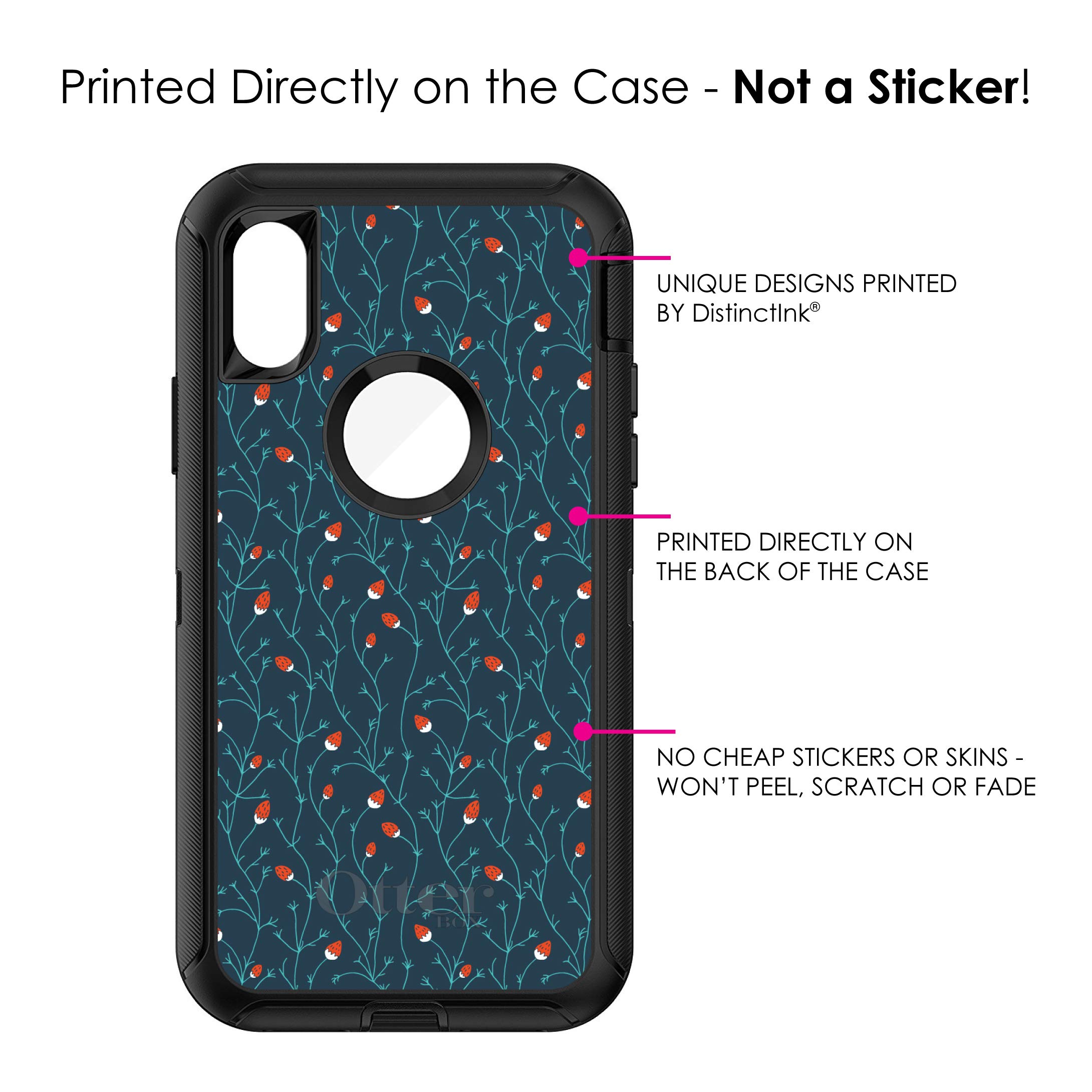 Premium iPhone Xs Max Case (6.5 Inch) - Durable Protective Cover with Floral Design | Replacement for OtterBox Defender | Stylish Teal Navy Strawberry Vine Pattern | Perfect for Everyday Use, Travel & Outdoor Activities