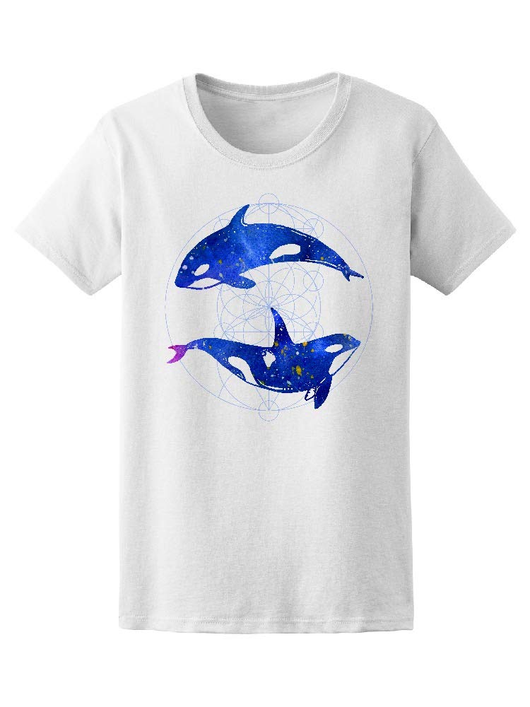 Men's Watercolor Whales with Cosmo Art T-Shirt | Stylish Graphic Tee for Casual Wear & Beach Outfits