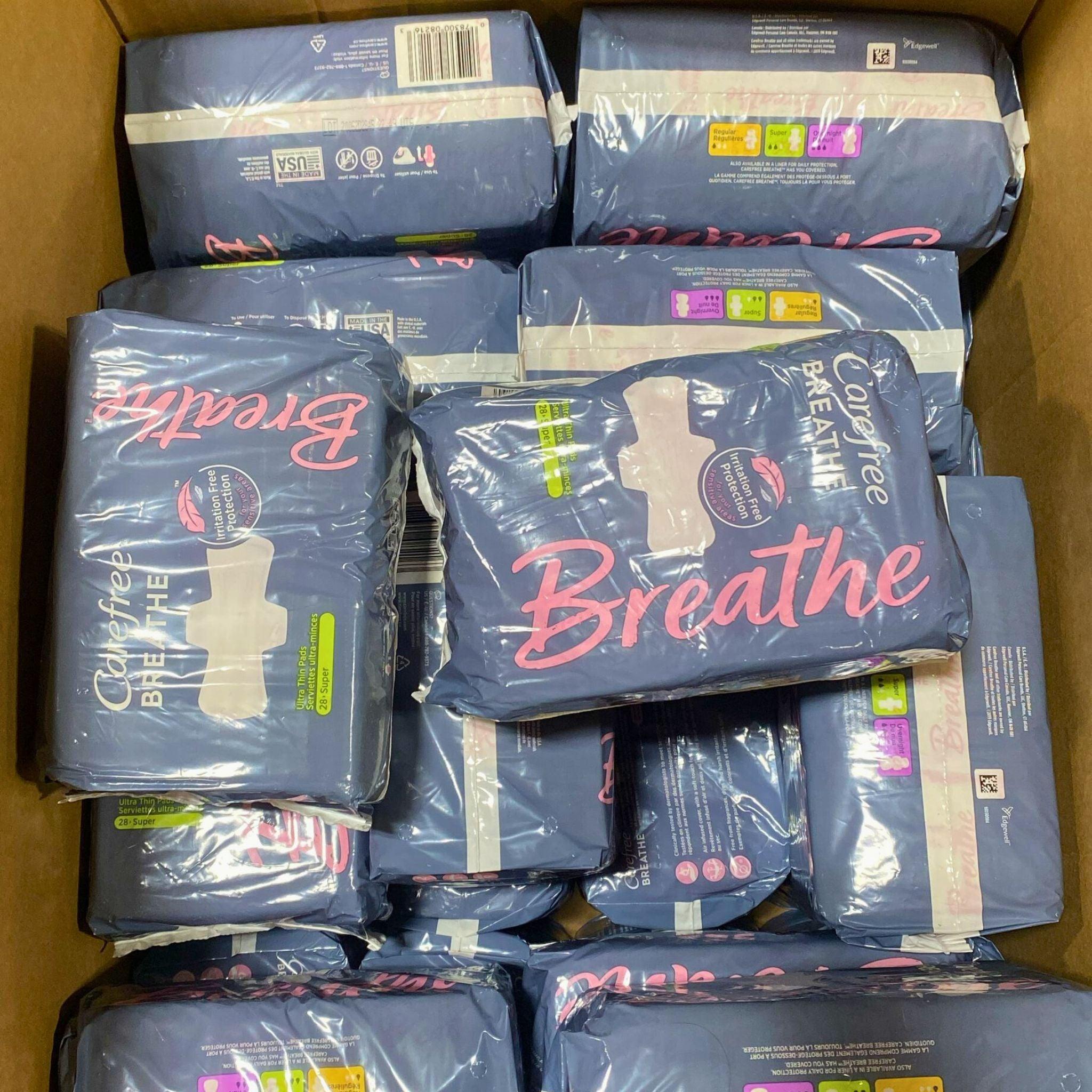 Carefree Breathe Super Pads - 28 Count Ultra Thin Panty Liners for Daily Protection | Odor Control & Breathable Comfort | Perfect for Work, Travel & Active Lifestyle