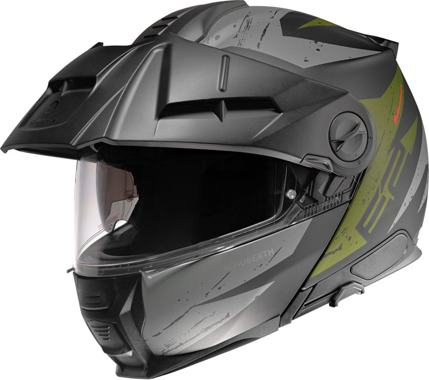 Schuberth E2 Explorer Green Motorcycle Helmet - Lightweight, DOT & ECE Certified for Adventure Riding & Touring - Perfect for Long-Distance Travel & Off-Road Adventures