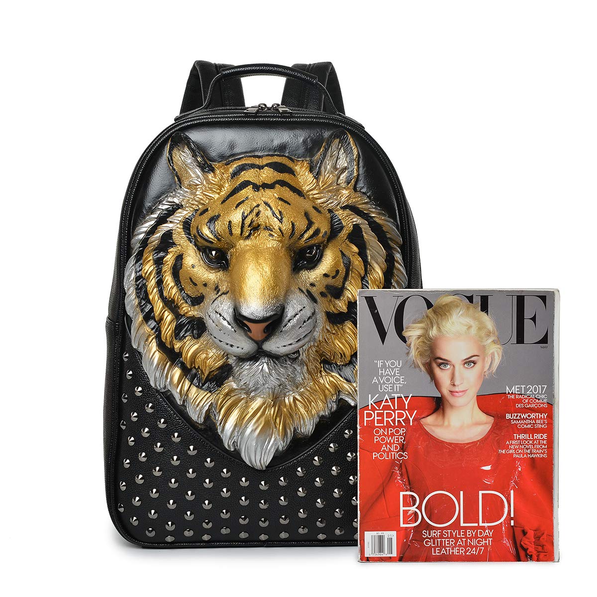 3D Tiger Print Leather Backpack - Stylish Designer Travel Laptop Bag for Men & Women (Yellow) - Perfect for Work, School, and Outdoor Adventures