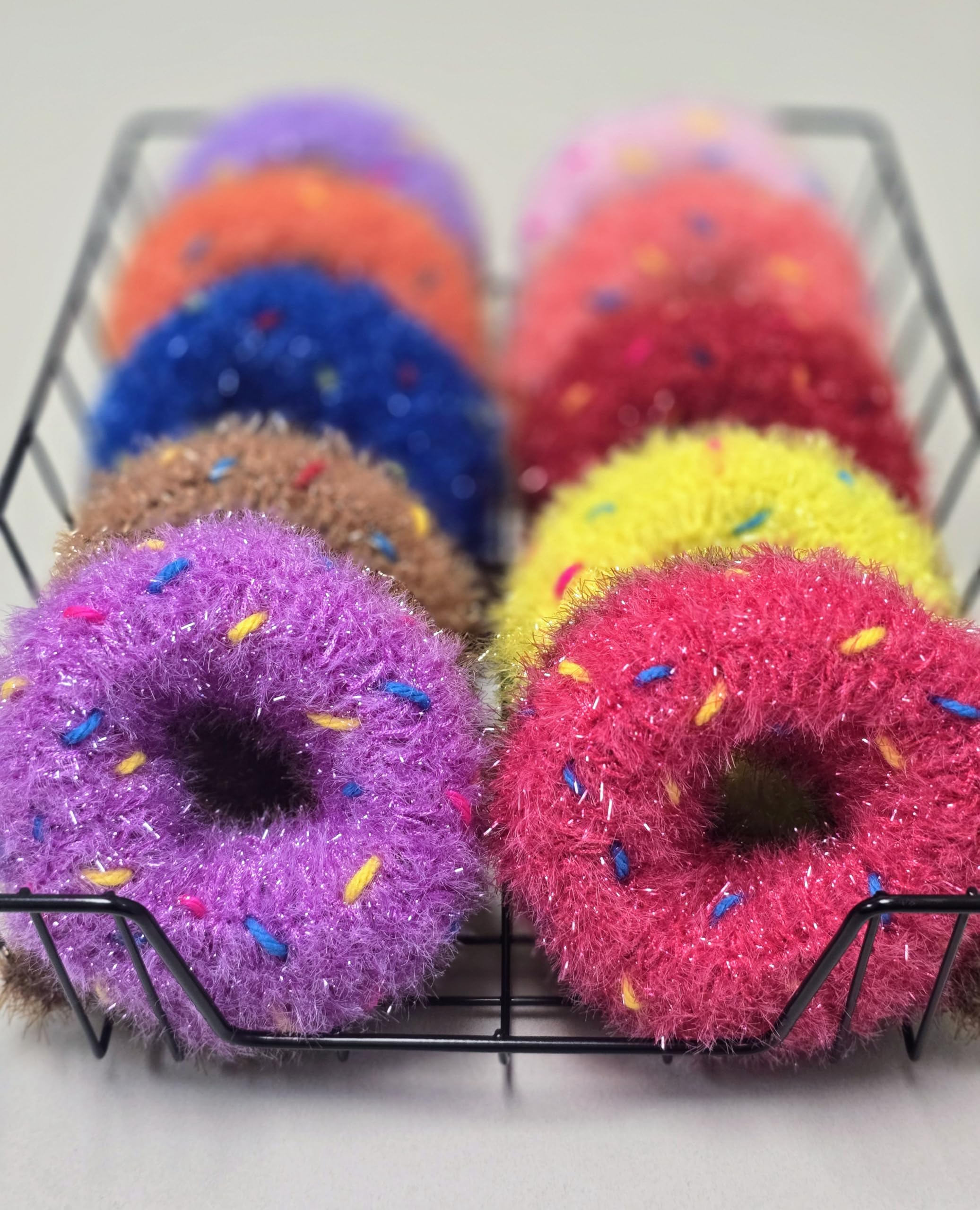 Handmade Crochet Dish Scrubber Set - 3 Donut Design Eco-Friendly Kitchen Sponges for Washing Dishes, Pots & Pans - Perfect for Home, RV, and Camping Use
