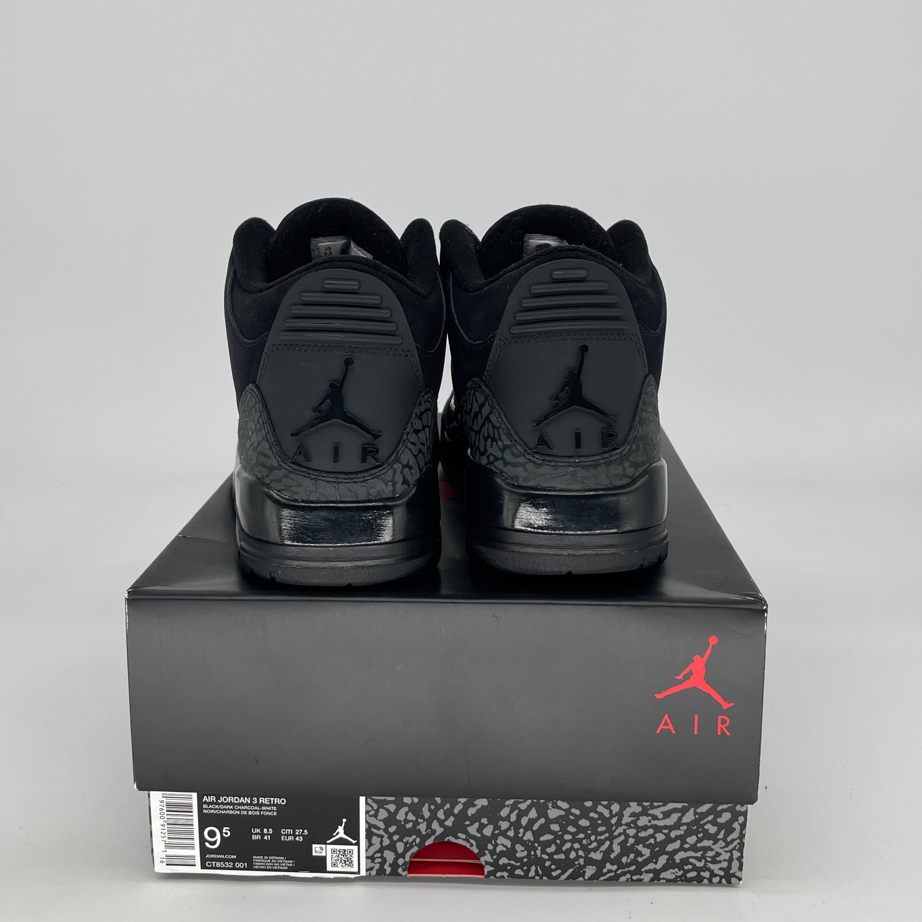 AIR JORDAN 3 Retro Black Cat Men's Basketball Shoes Size 9.5/11W (CT8532-001) - Perfect for Streetwear & Sneaker Collectors