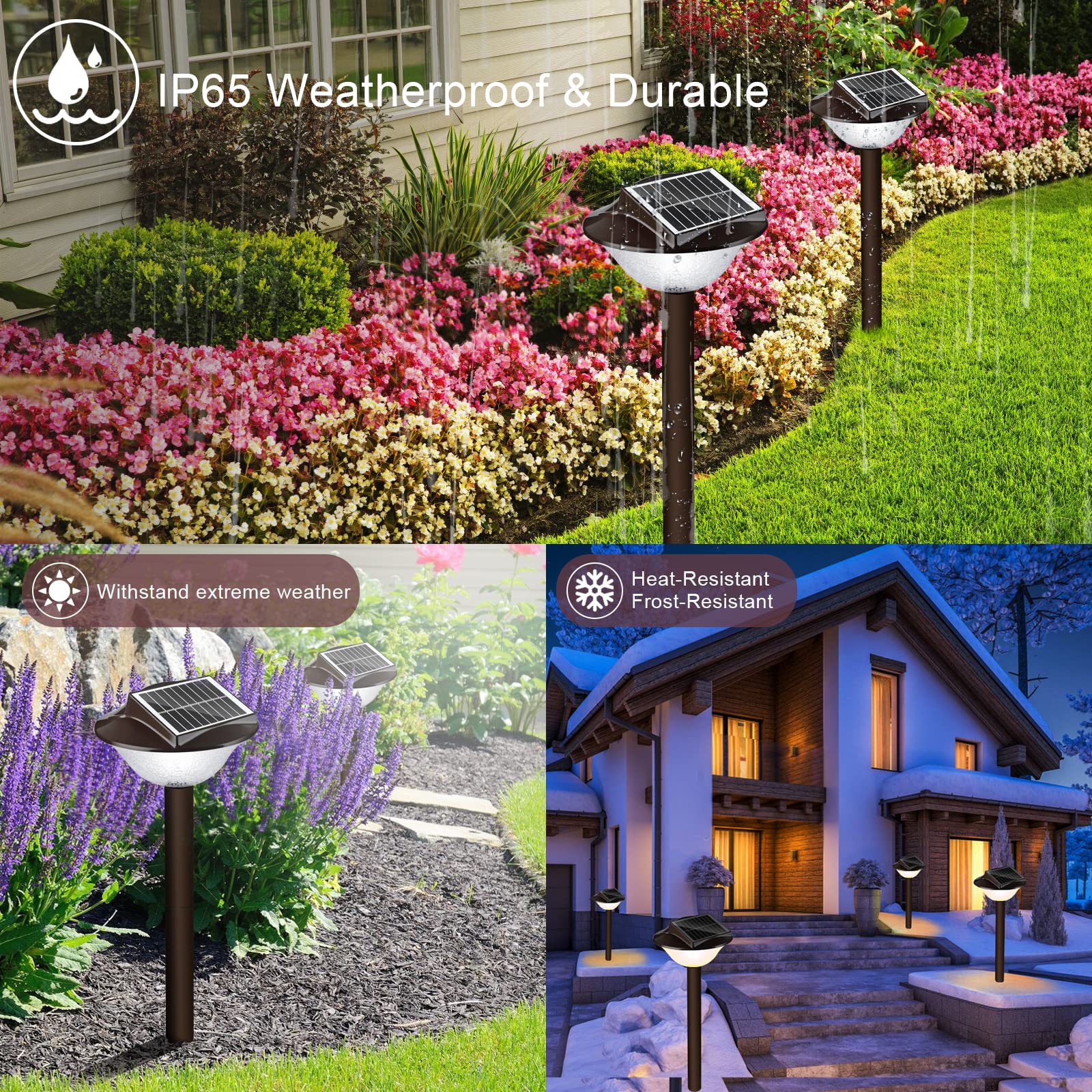 40LED Solar Pathway Lights Outdoor Waterproof - 2-in-1 Warm White (4000K) & Cool White (7000K) - IP65 Solar Driveway & Garden Lights - 12 Hours Runtime - Perfect for Yard, Backyard, Walkway & Landscape Lighting (2 Pack)