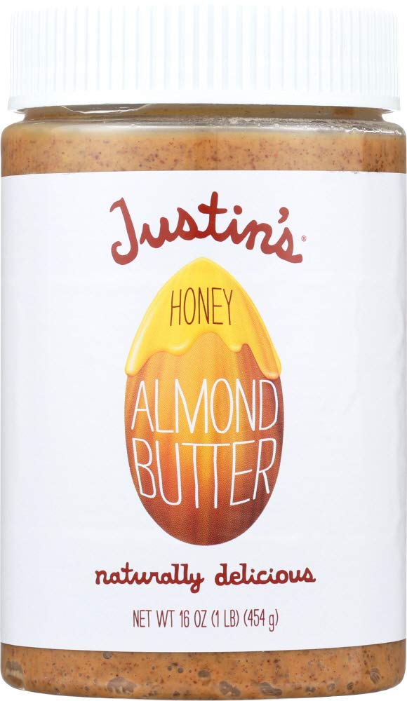 Justin's Natural Honey Almond Butter - 18 Pack, 16 Oz Jars - Gluten-Free, Non-GMO Spread for Toast, Smoothies & Healthy Snacks