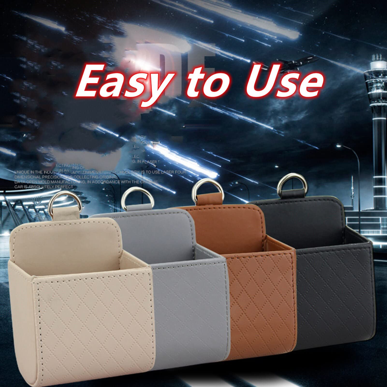 Car Air Vent Storage Bag & Dashboard Phone Holder - Leather Hanging Organizer with Hook for Sunglasses & Accessories | Perfect for Road Trips & Daily Commutes