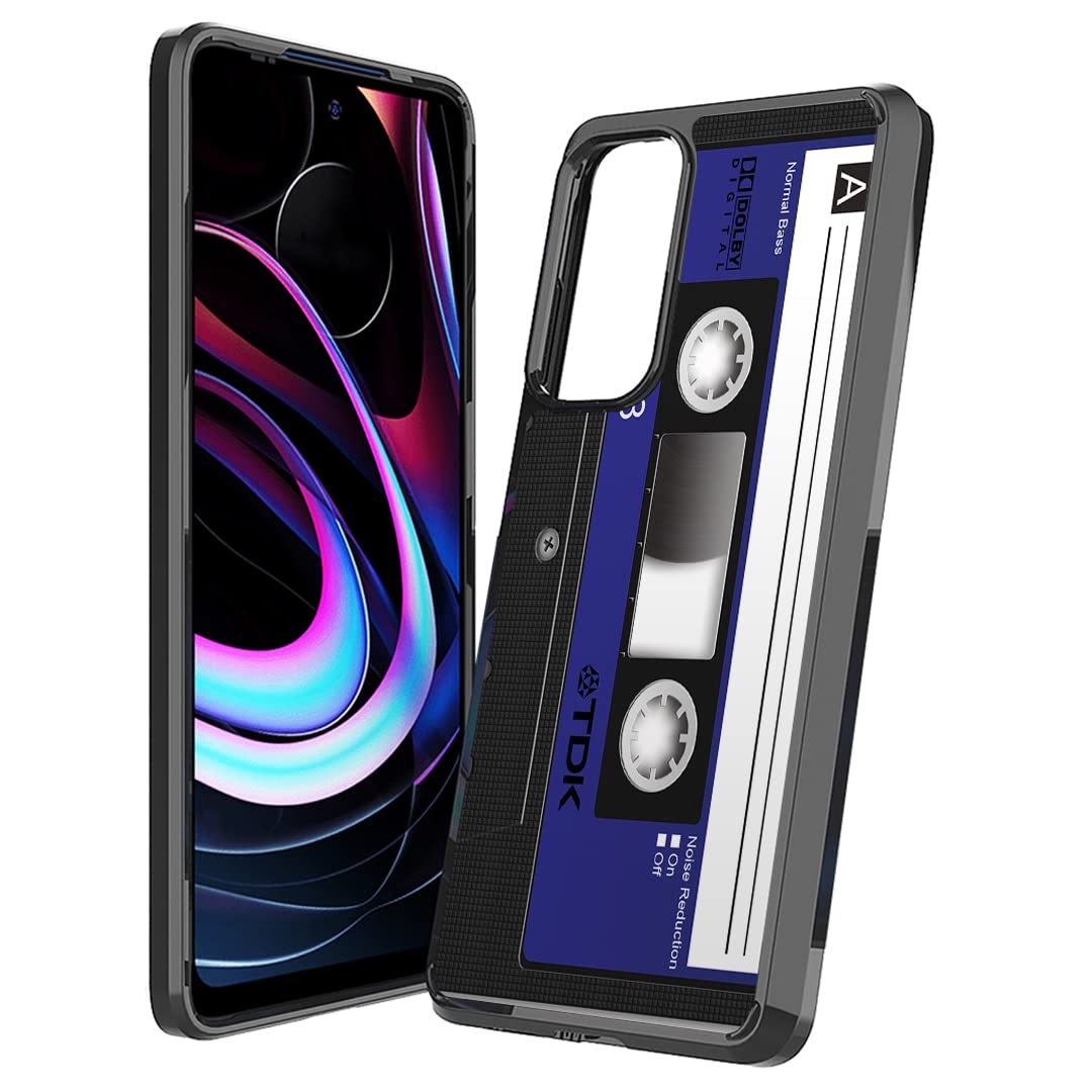 Durable Slim Protective Case for Motorola Moto Edge 5G UW - Shockproof Cover with Cute Girly Design (Blue Cassette Tape Style) - Compatible with Verizon & Prepaid Models - Perfect for Daily Use, Work & Travel Protection