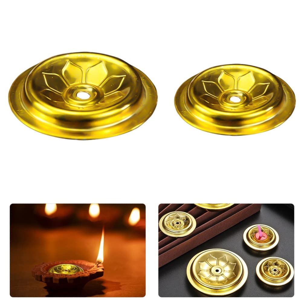 6Pcs Brass Candlestick Holders - Floating Ghee Lamp & Oil Candle Holders for Meditation, Buddhist Altar & Home Decor - Elegant Metal Stand for Spiritual Practice & Relaxation