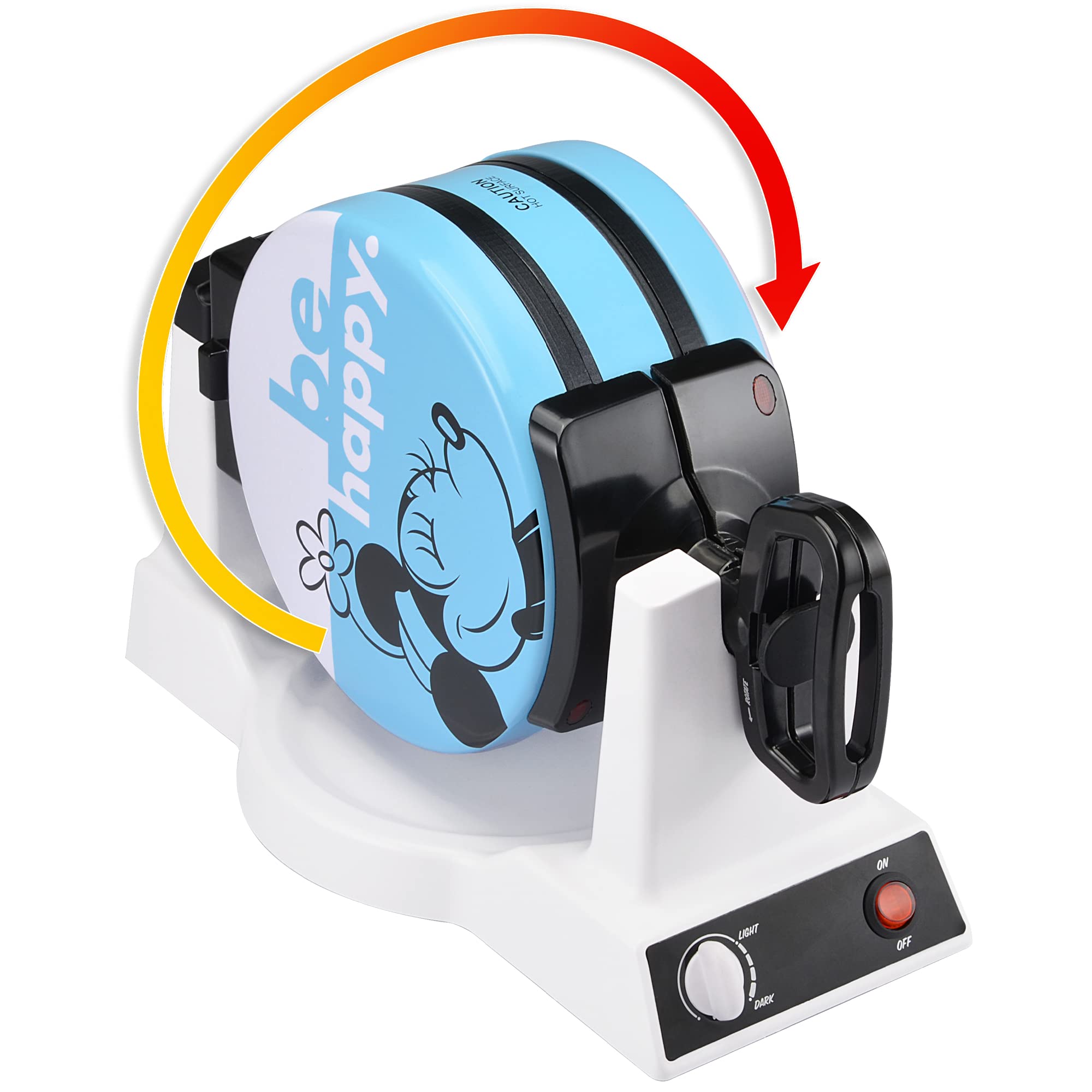 Disney Mickey & Minnie Double Flip Waffle Maker with Non-Stick Plates - Blue Mickey Mouse Kitchen Appliance for Disney Fans - Makes 6 Heart-Shaped Waffles - Perfect for Breakfast, Brunch & Disney-Themed Parties