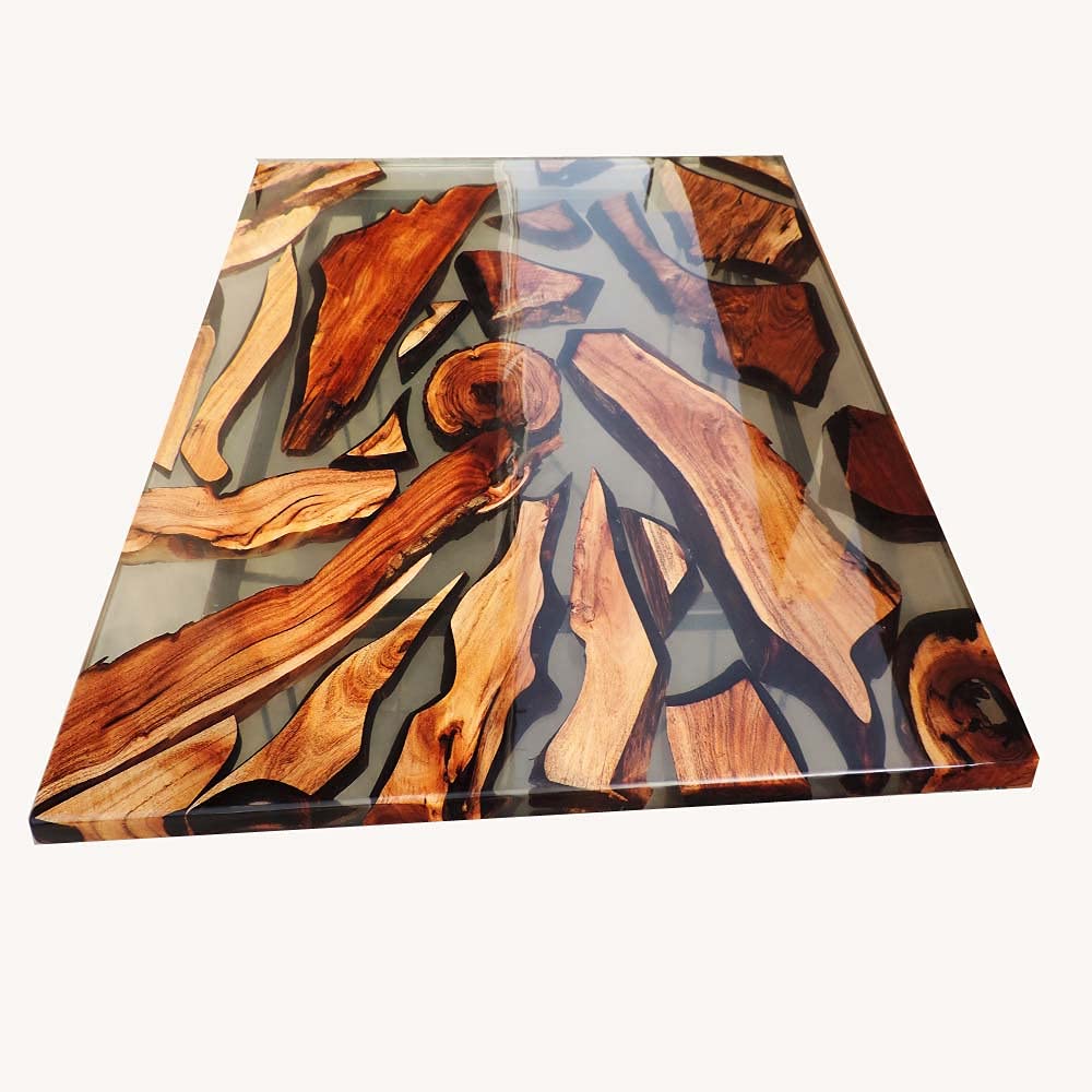Premium Clear Solid Transparent Epoxy Resin River Table - Handmade Designer Kitchen & Dining Table - Modern Art Home Decor for Living Room, Office - Perfect for DIY Projects & Luxury Interior Design