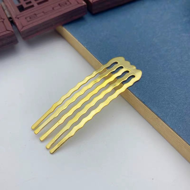 Elegant Wavy 5-Tooth Metal Hair Comb Base for DIY Hair Accessories | Non-Fading Gold & Silver Blanks | Perfect for Bridal Hairpieces, Cosplay Wigs & Handmade Jewelry Making