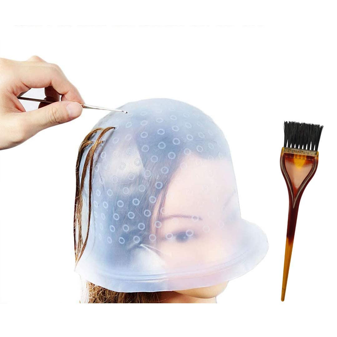 TWIREY Silicone Highlighting Hair Cap - Reusable Salon Hair Coloring Dye Cap with Hook Brush for Professional Hair Dyeing | Perfect for At-Home Highlights, Balayage & Salon Styling