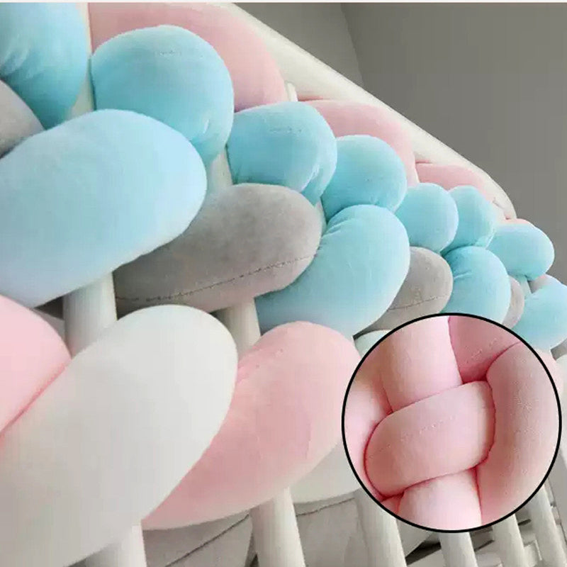CozyGuard Soft Woven Braid Knot Baby Crib Bumper - Breathable Nursery Bed Rail Protector for Safe Sleeping & Toddler Safety | Perfect for Newborns, Infants & Daycare Use